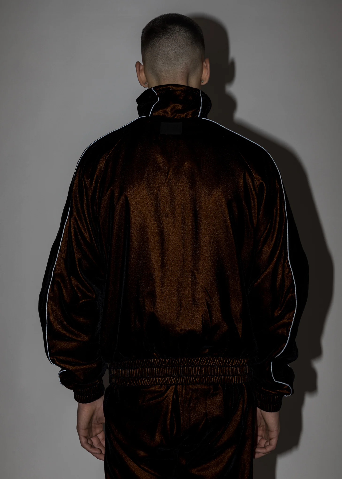 Black And Orange ATT1%TUDE Velvet Jacket (Reflective Line) - Image 3