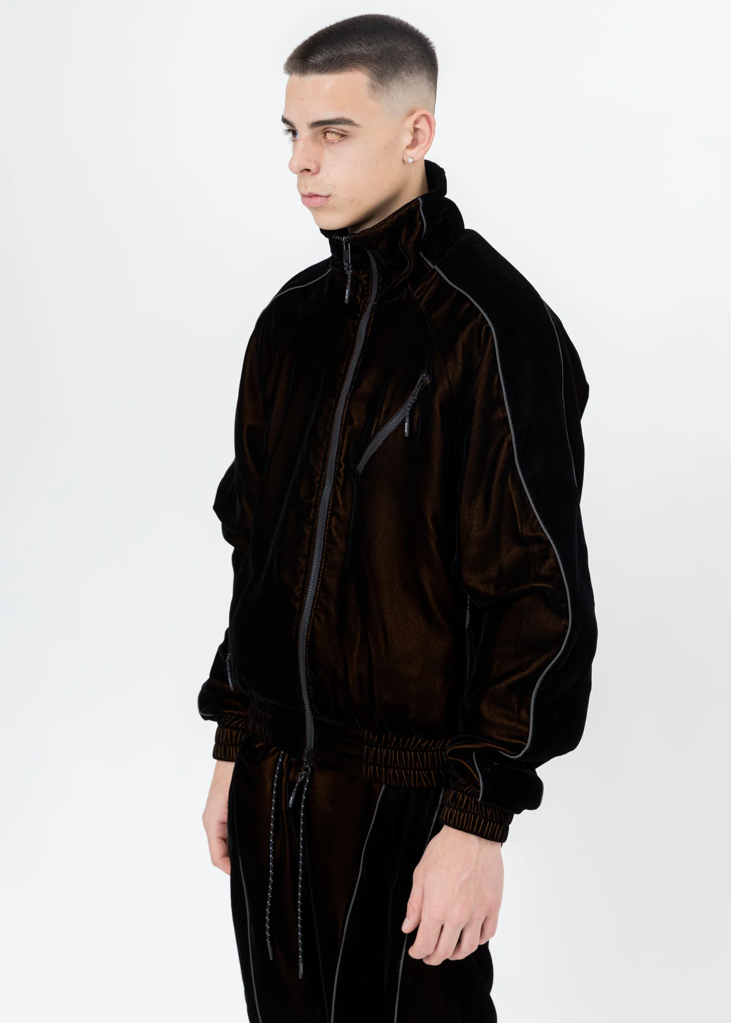 Black And Orange ATT1%TUDE Velvet Jacket (Reflective Line) - Image 5
