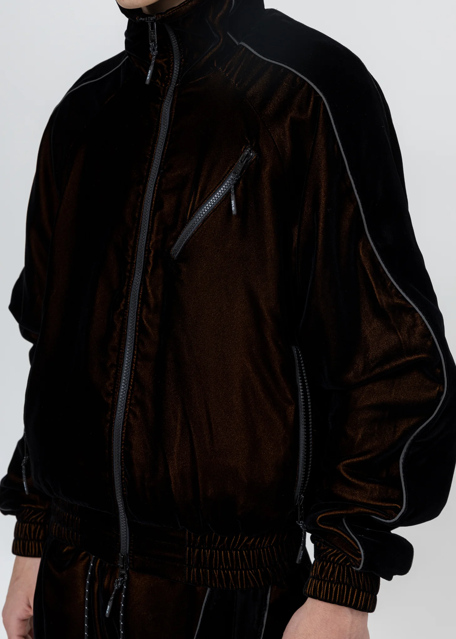 Black And Orange ATT1%TUDE Velvet Jacket (Reflective Line) - Image 6