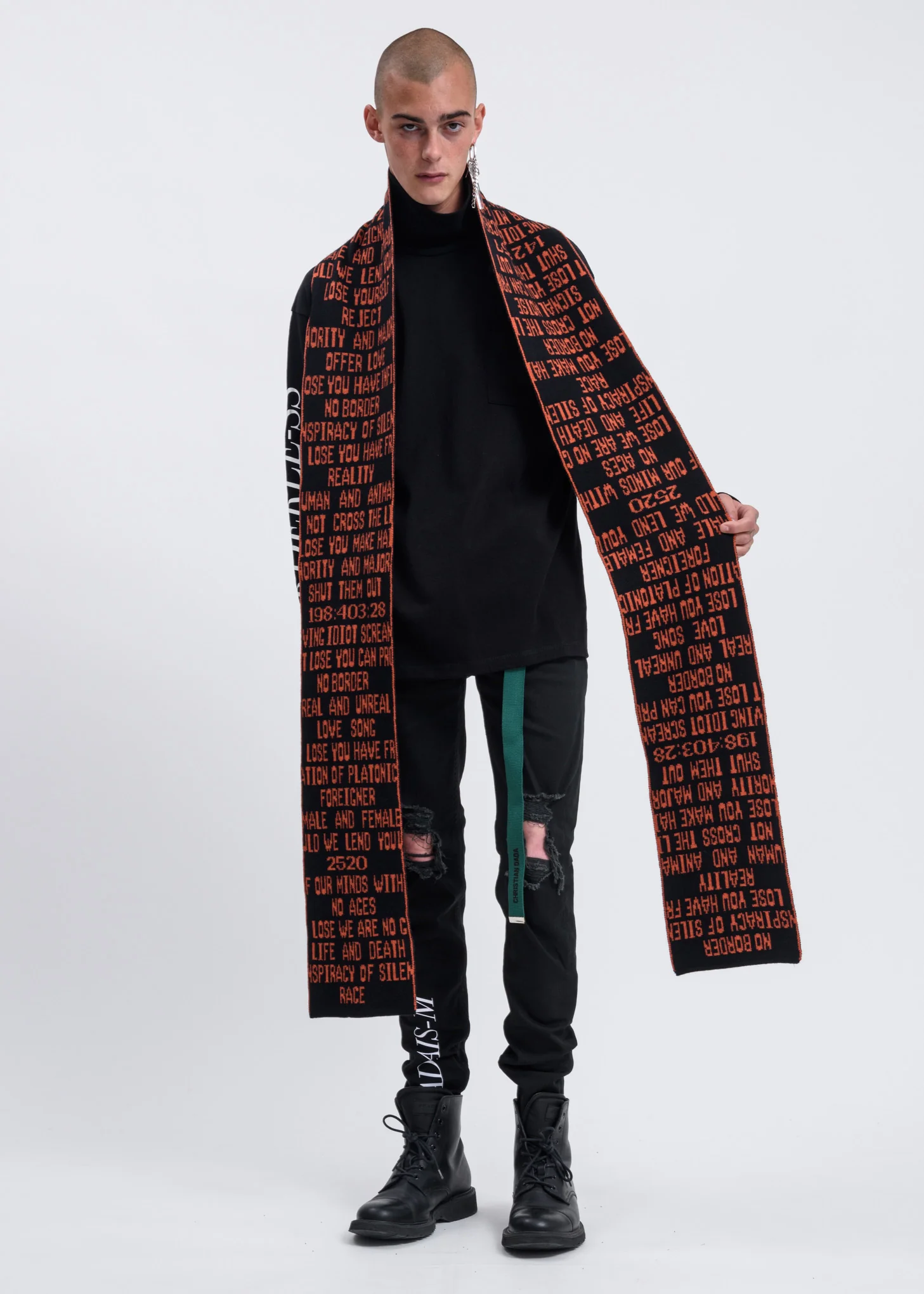 Black and Orange Quotes Scarf - Image 2