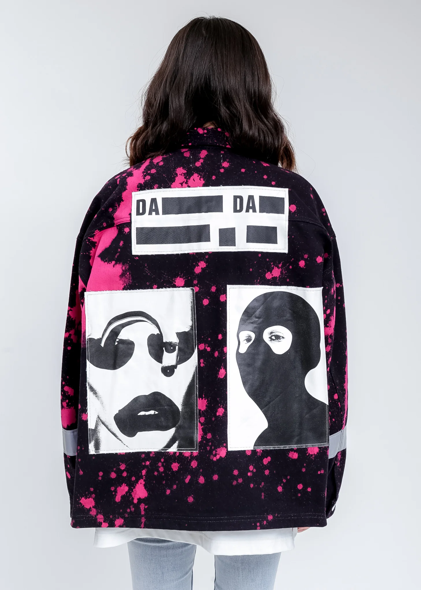 Black And Pink Fireman Denim Jacket - Image 2
