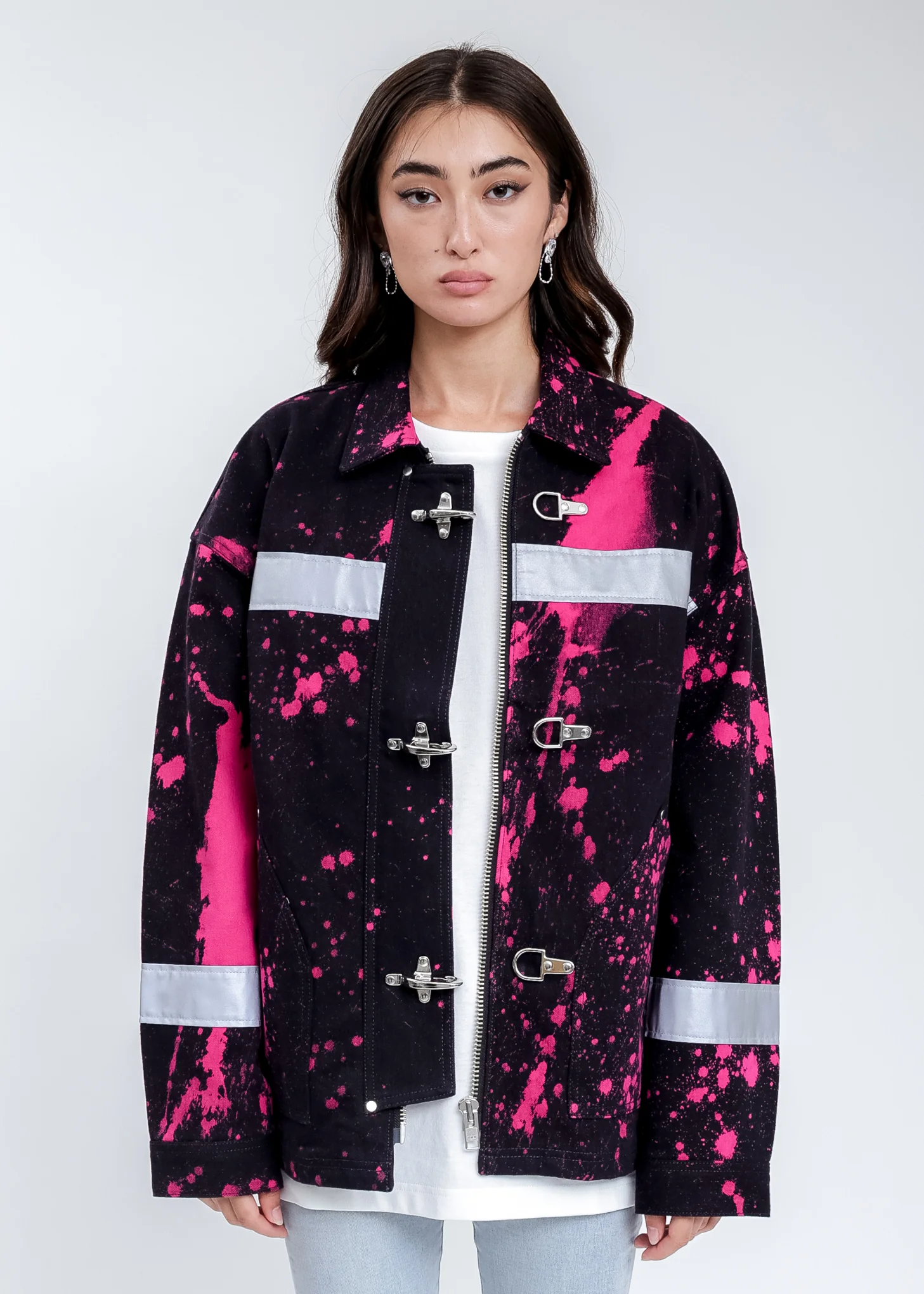 Black And Pink Fireman Denim Jacket - Image 6