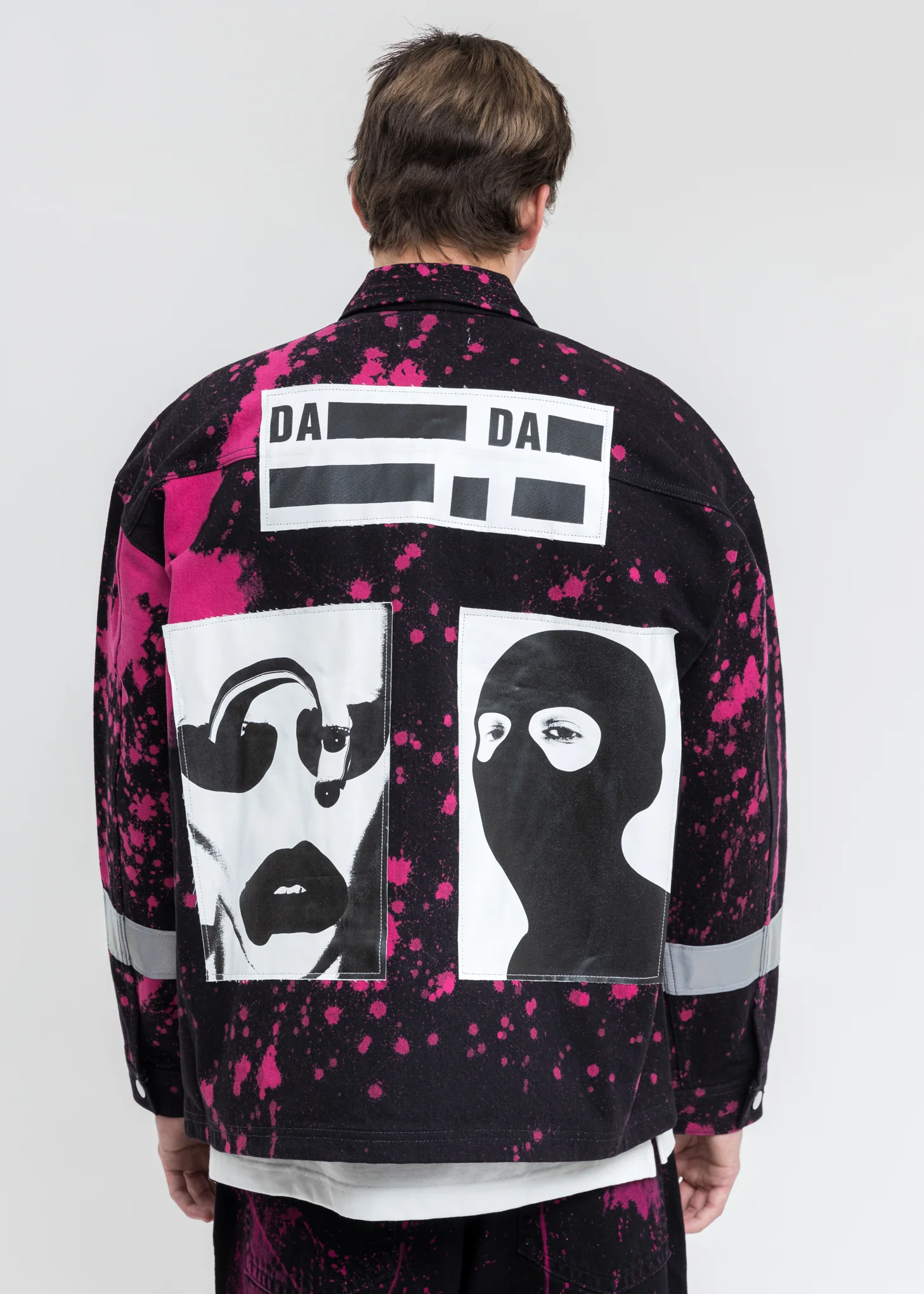 Black And Pink Fireman Denim Jacket - Image 2