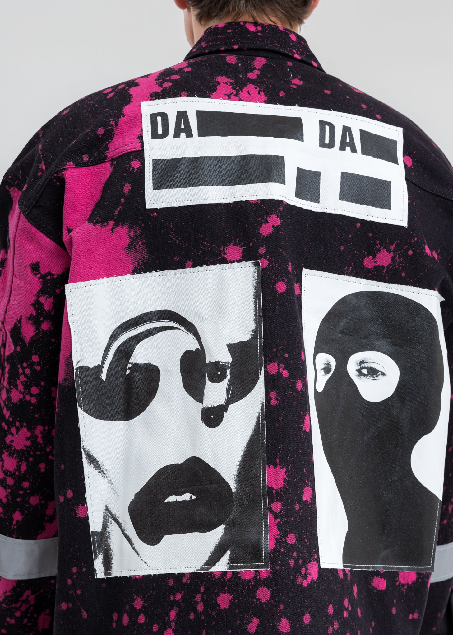 Black And Pink Fireman Denim Jacket - Image 4