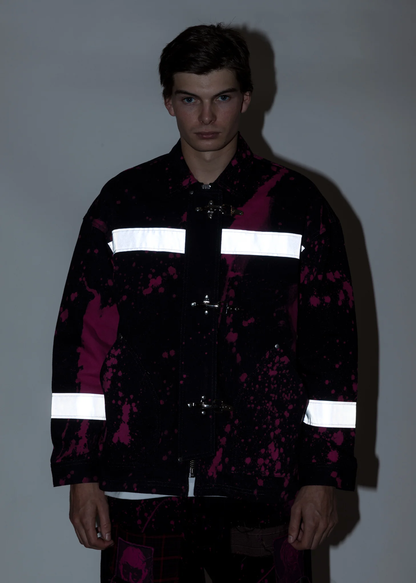 Black And Pink Fireman Denim Jacket - Image 5