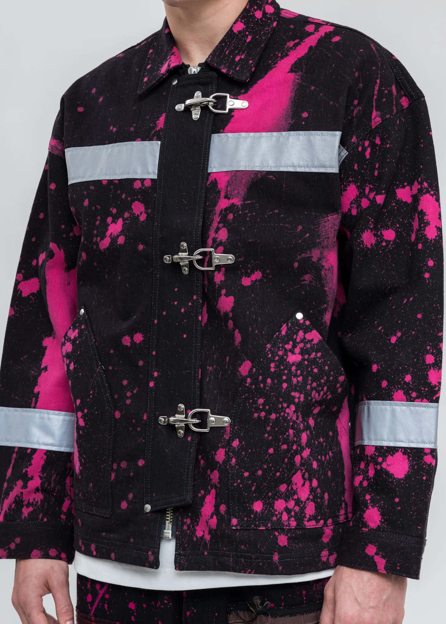 Black And Pink Fireman Denim Jacket - Image 7