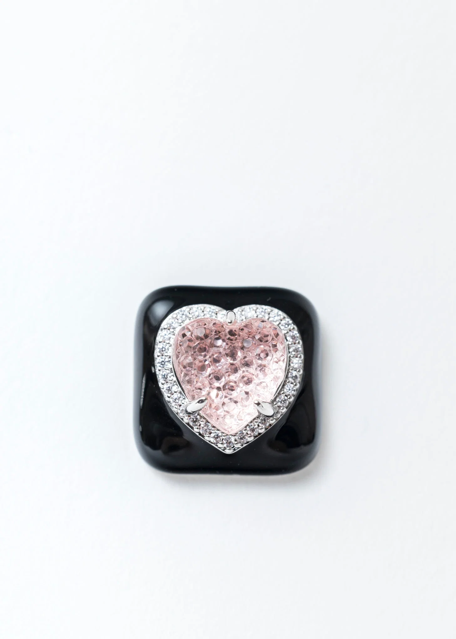 Black And Pink Heart Earring - Single