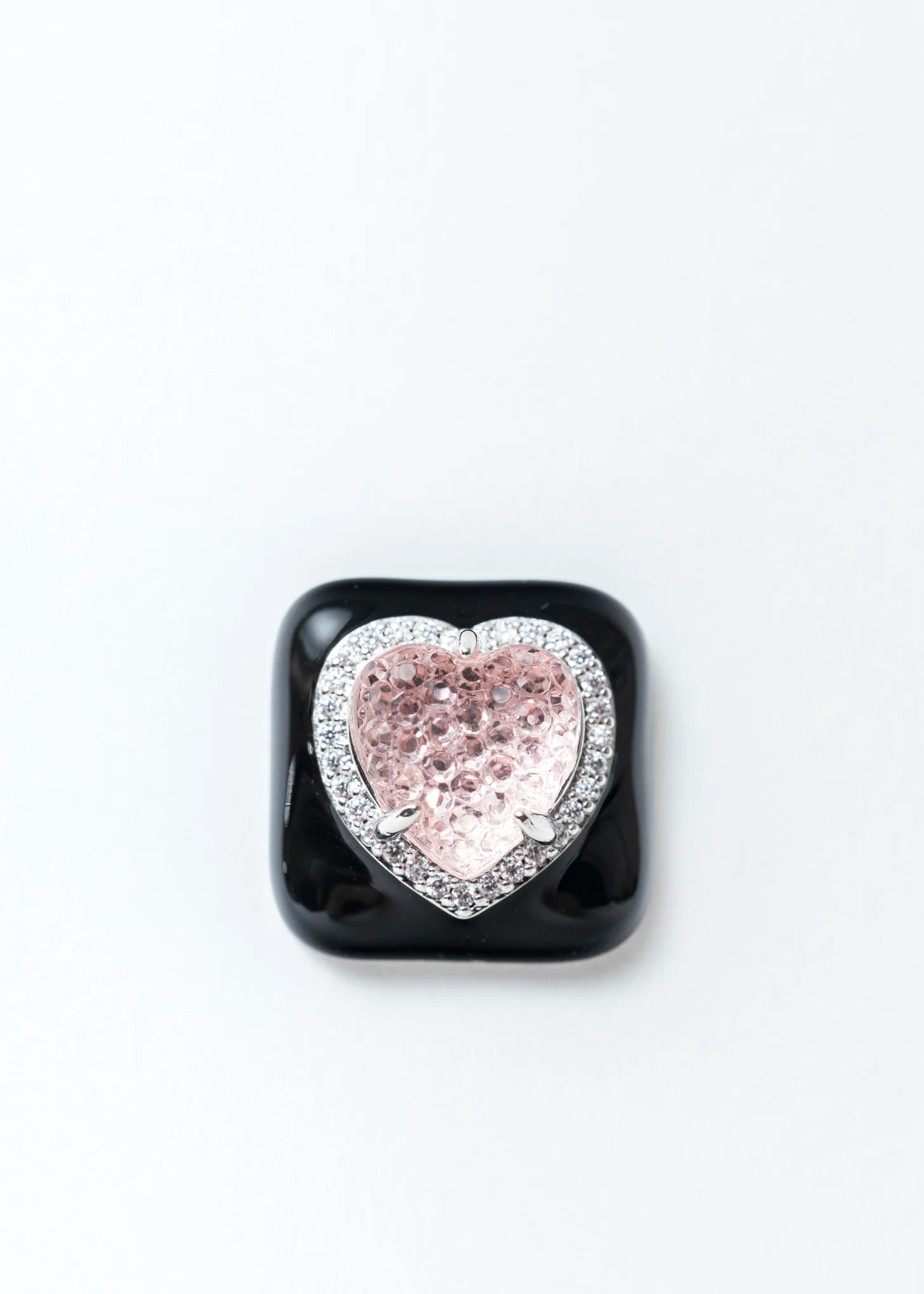 Black And Pink Heart Earring - Single