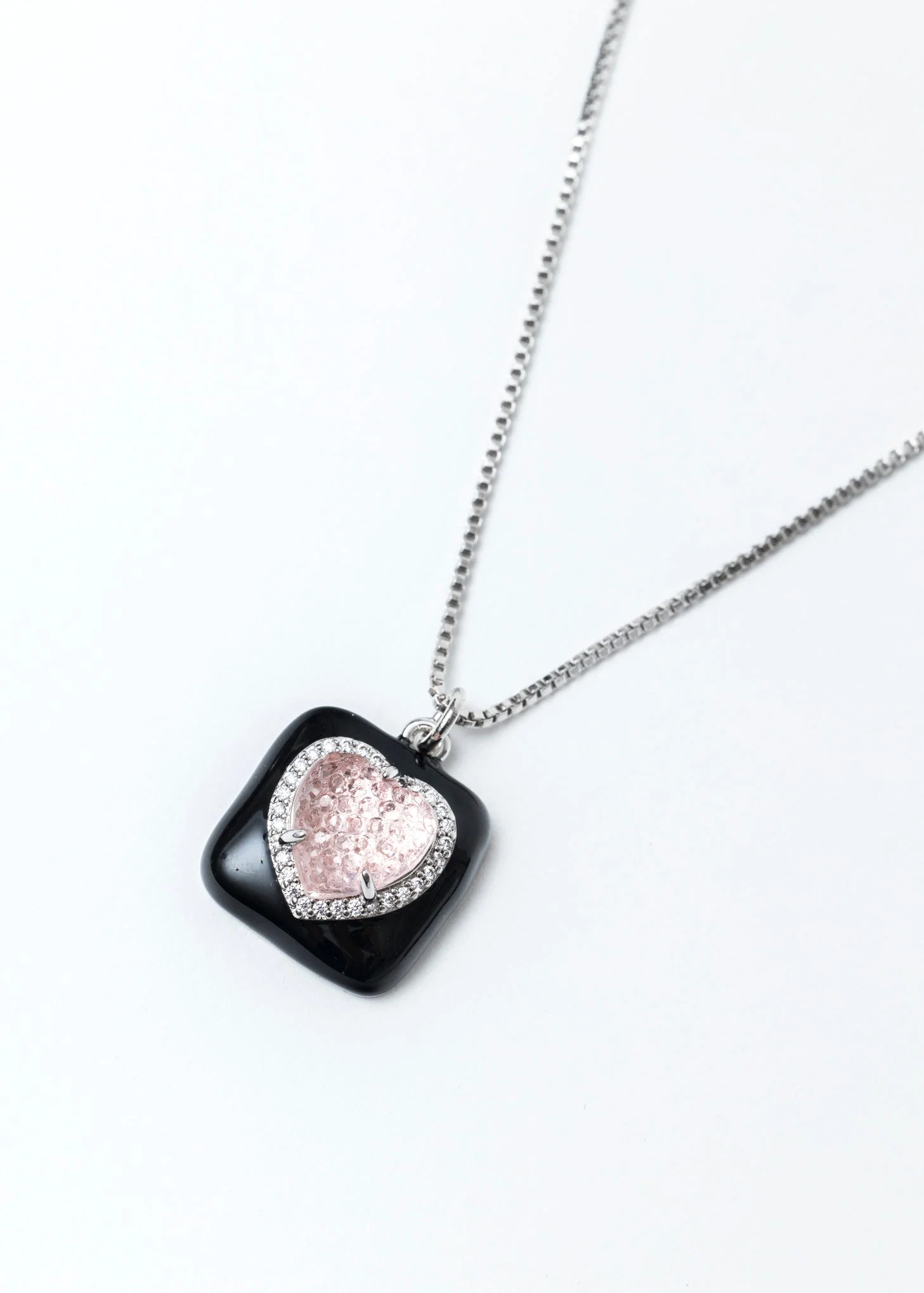 Black And Pink Heart Necklace
