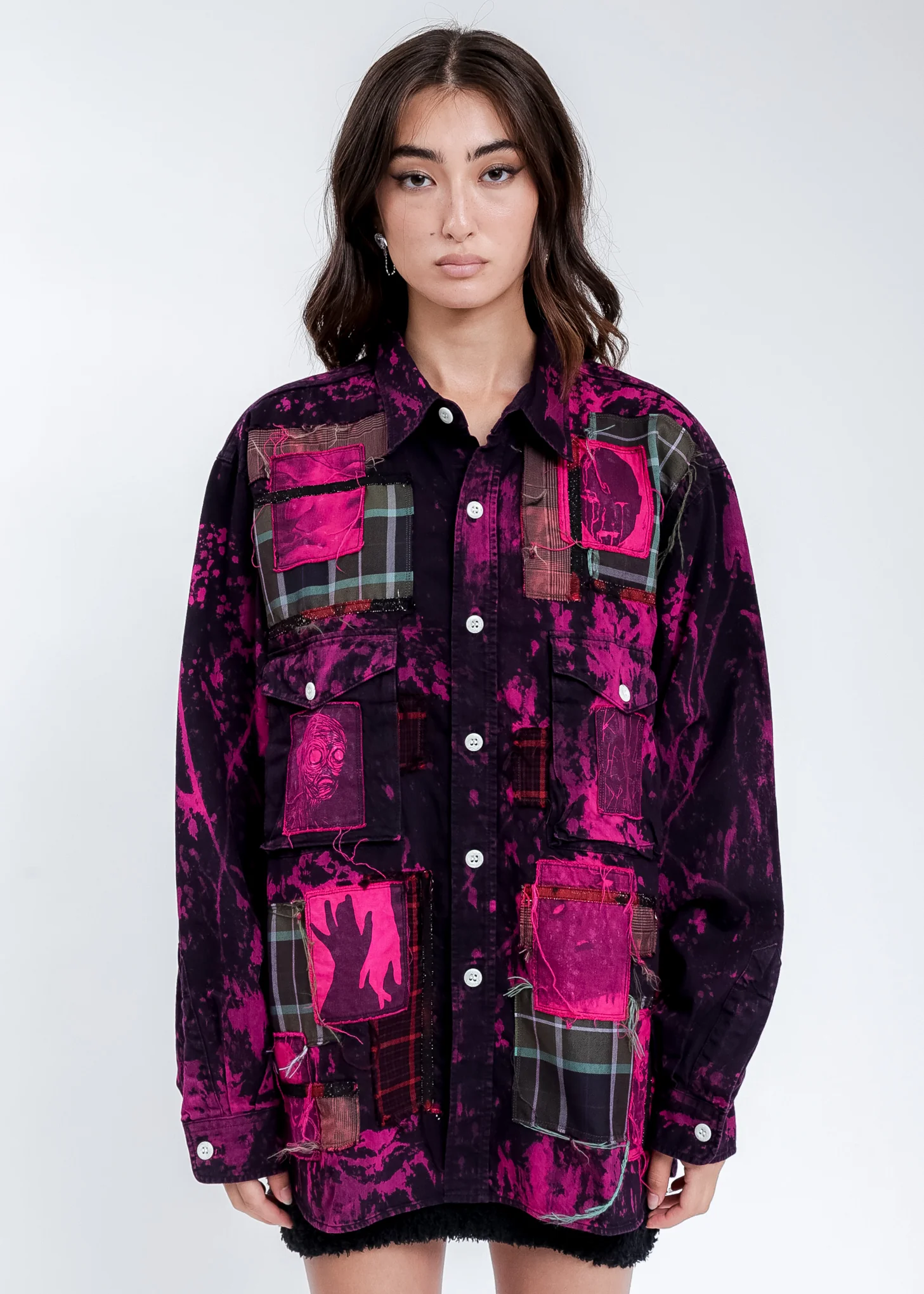 Black And Pink KIDILL × EDWIN Patch Denim Shirts