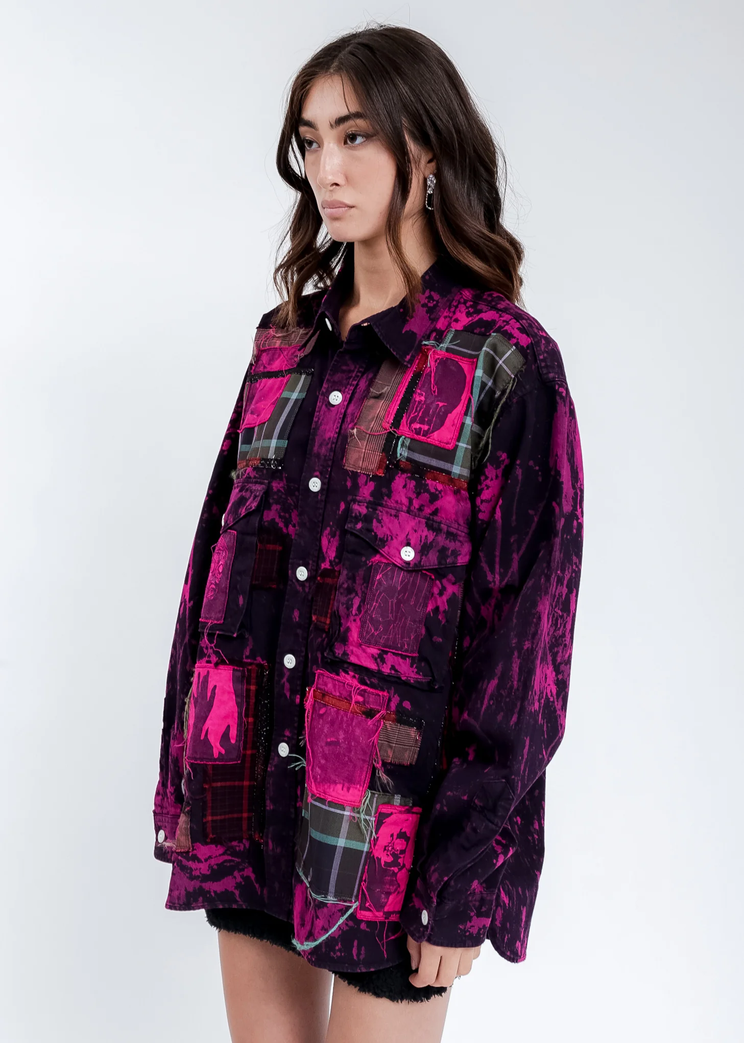 Black And Pink KIDILL × EDWIN Patch Denim Shirts - Image 4