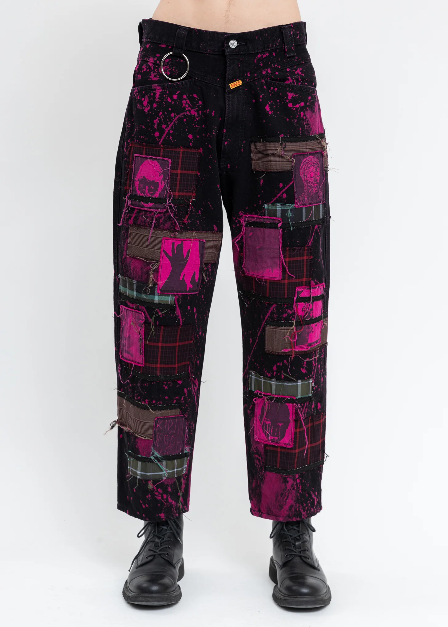 Black And Pink KIDILL × EDWIN Patch Katana Wide Pants