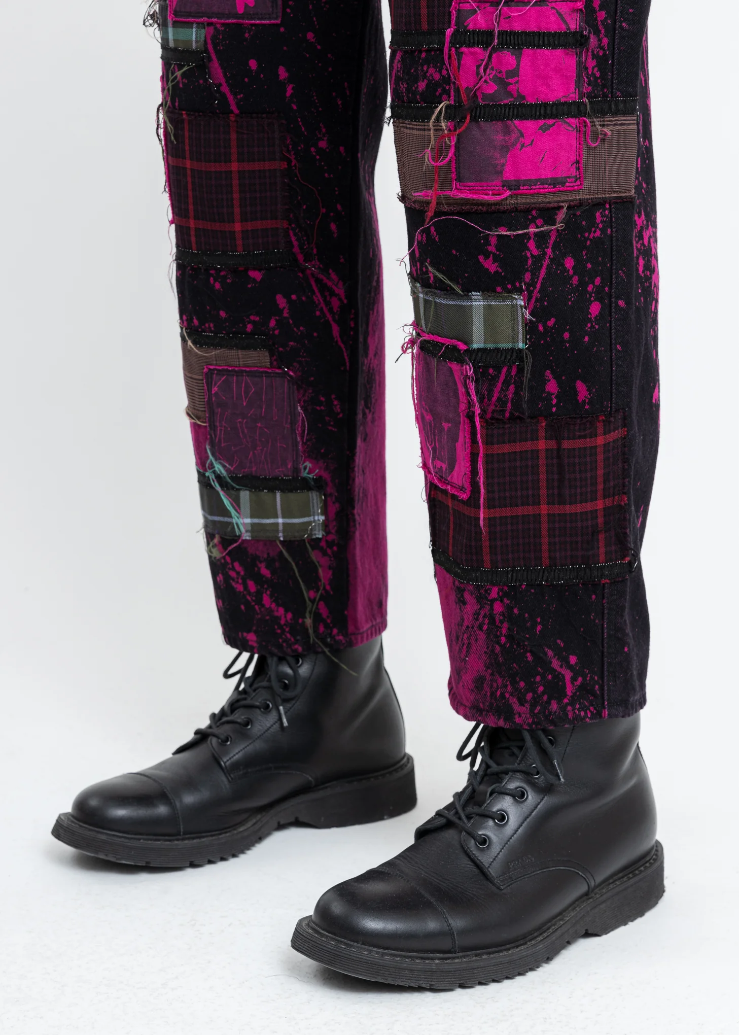 Black And Pink KIDILL × EDWIN Patch Katana Wide Pants - Image 6