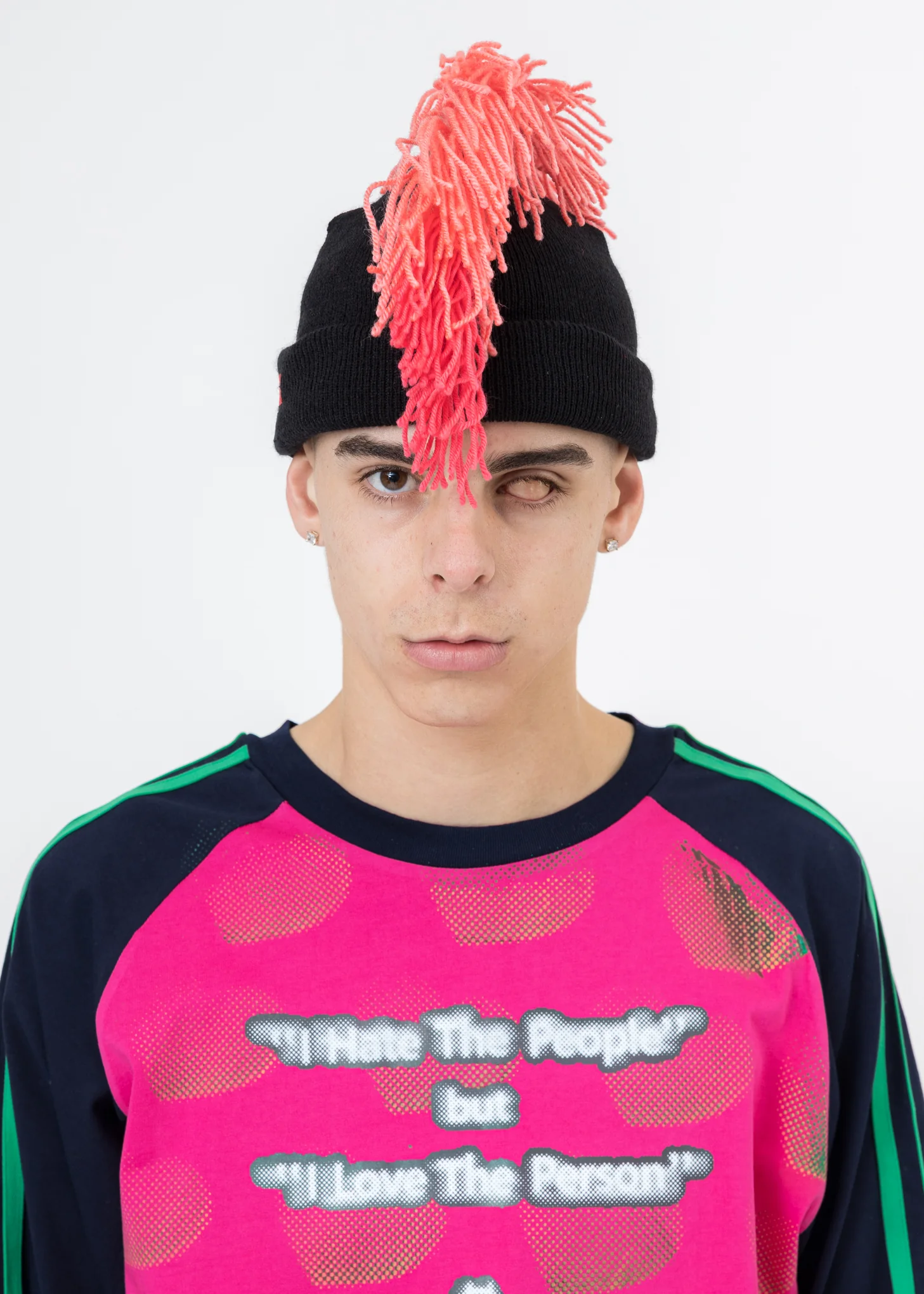Black And Pink MOHICAN Beanie (CUSTOM HAND MADE)