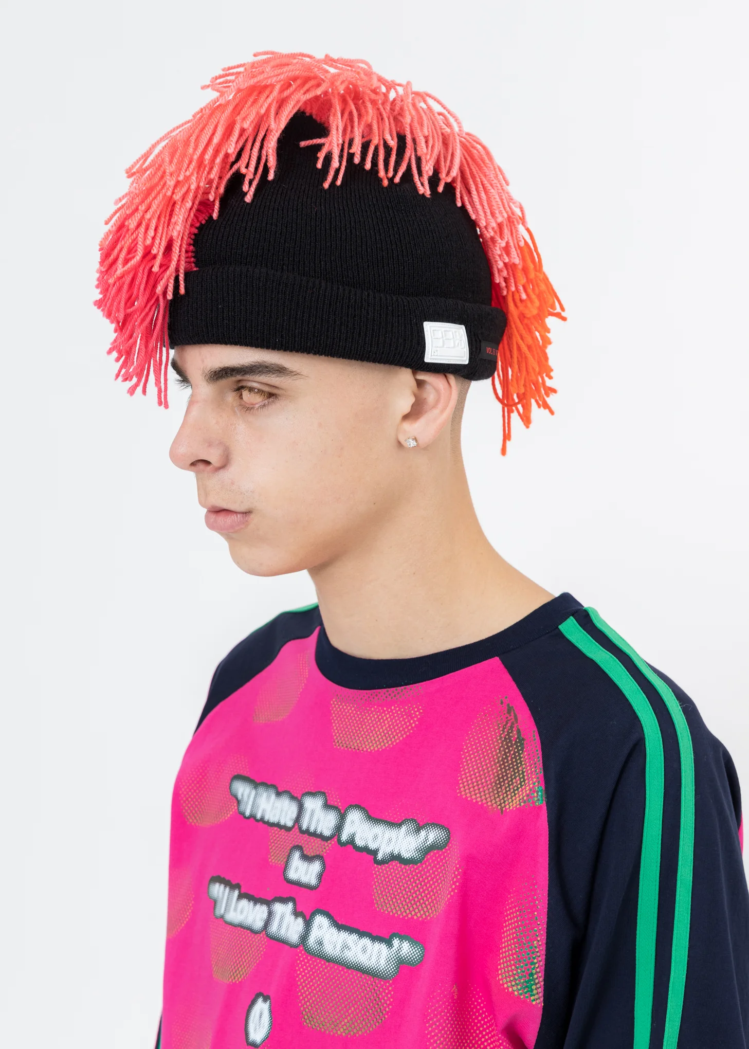 Black And Pink MOHICAN Beanie (CUSTOM HAND MADE) - Image 2