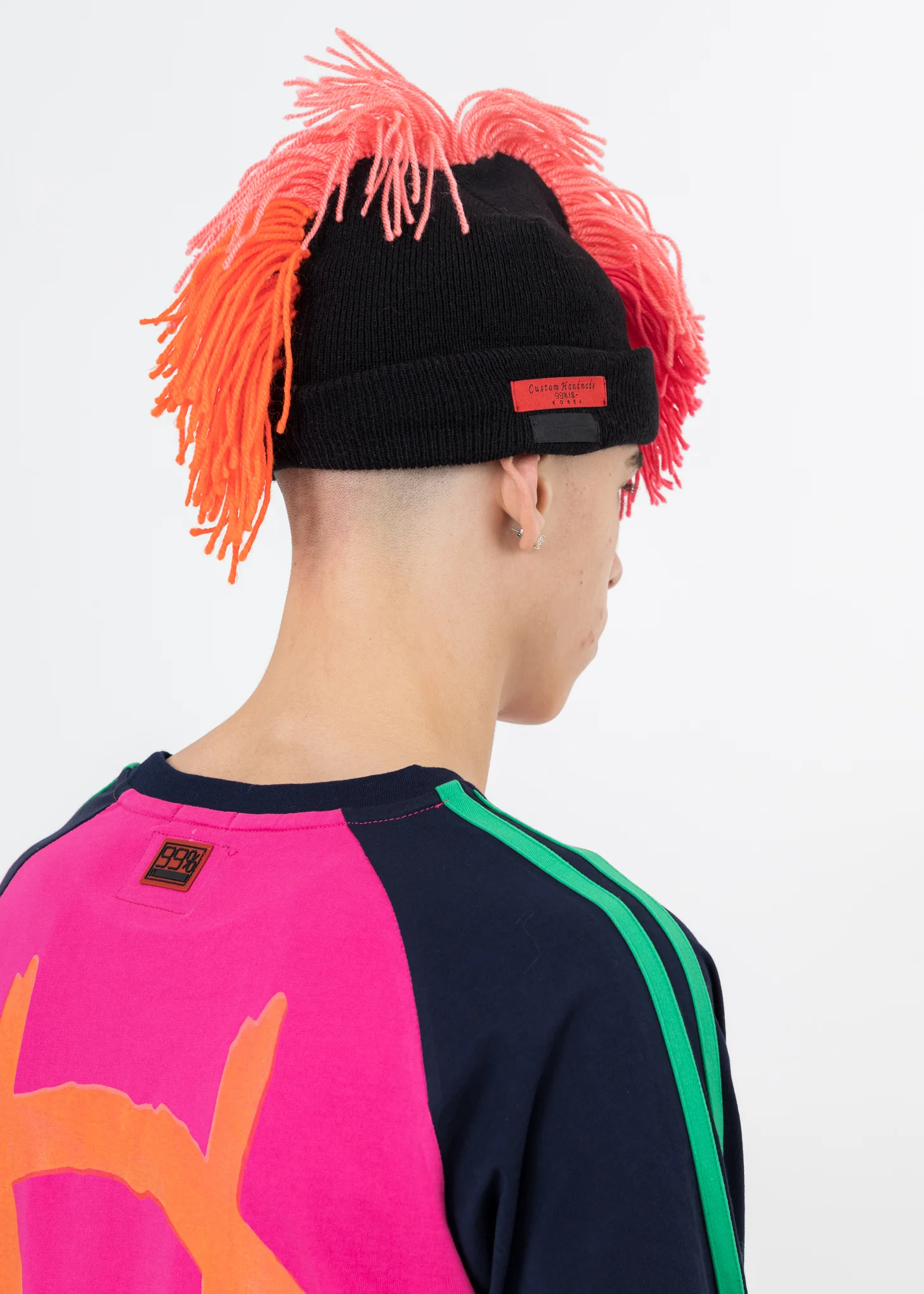 Black And Pink MOHICAN Beanie (CUSTOM HAND MADE) - Image 6