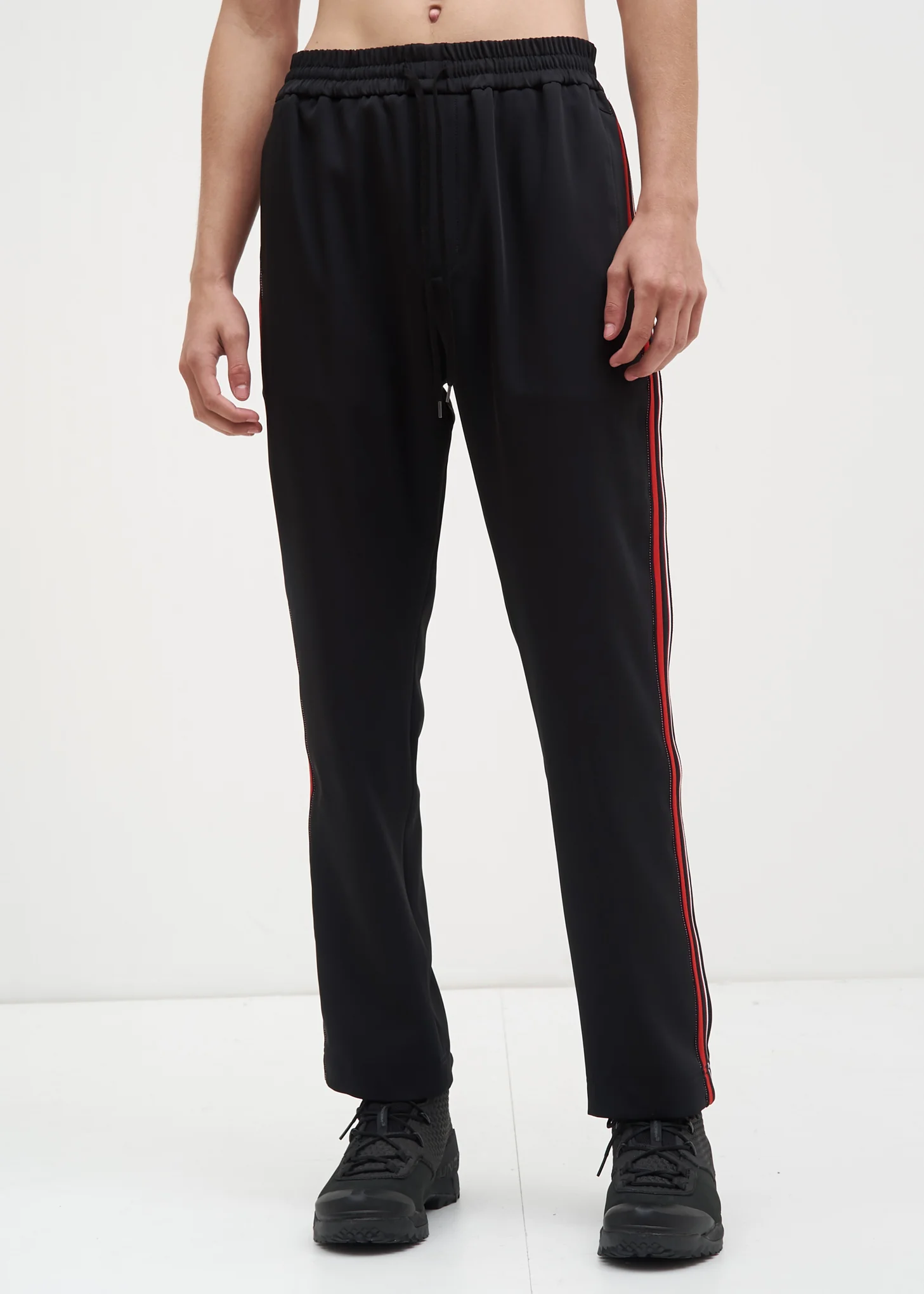 Black and Red Buck Satin Trackpants