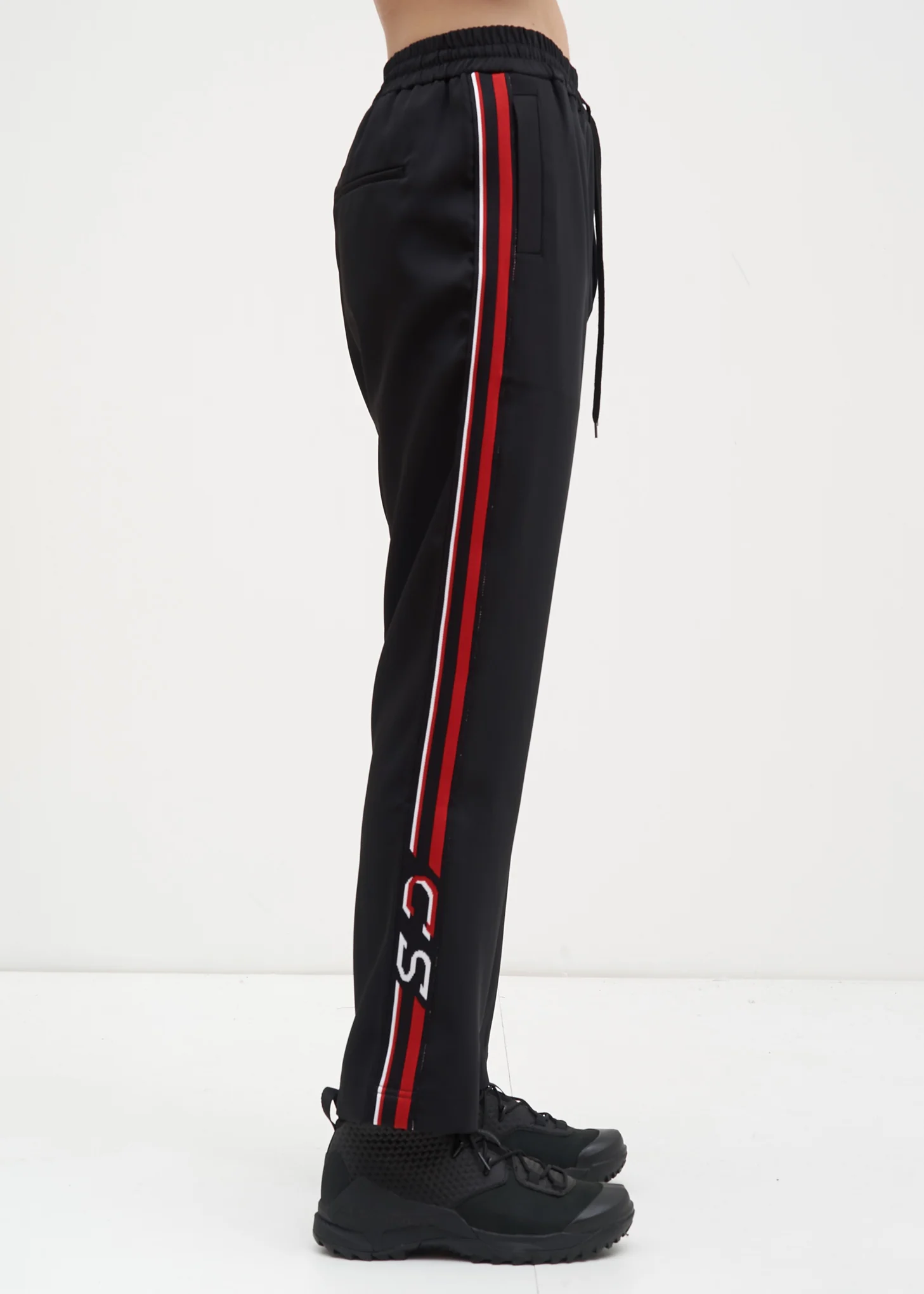 Black and Red Buck Satin Trackpants - Image 2