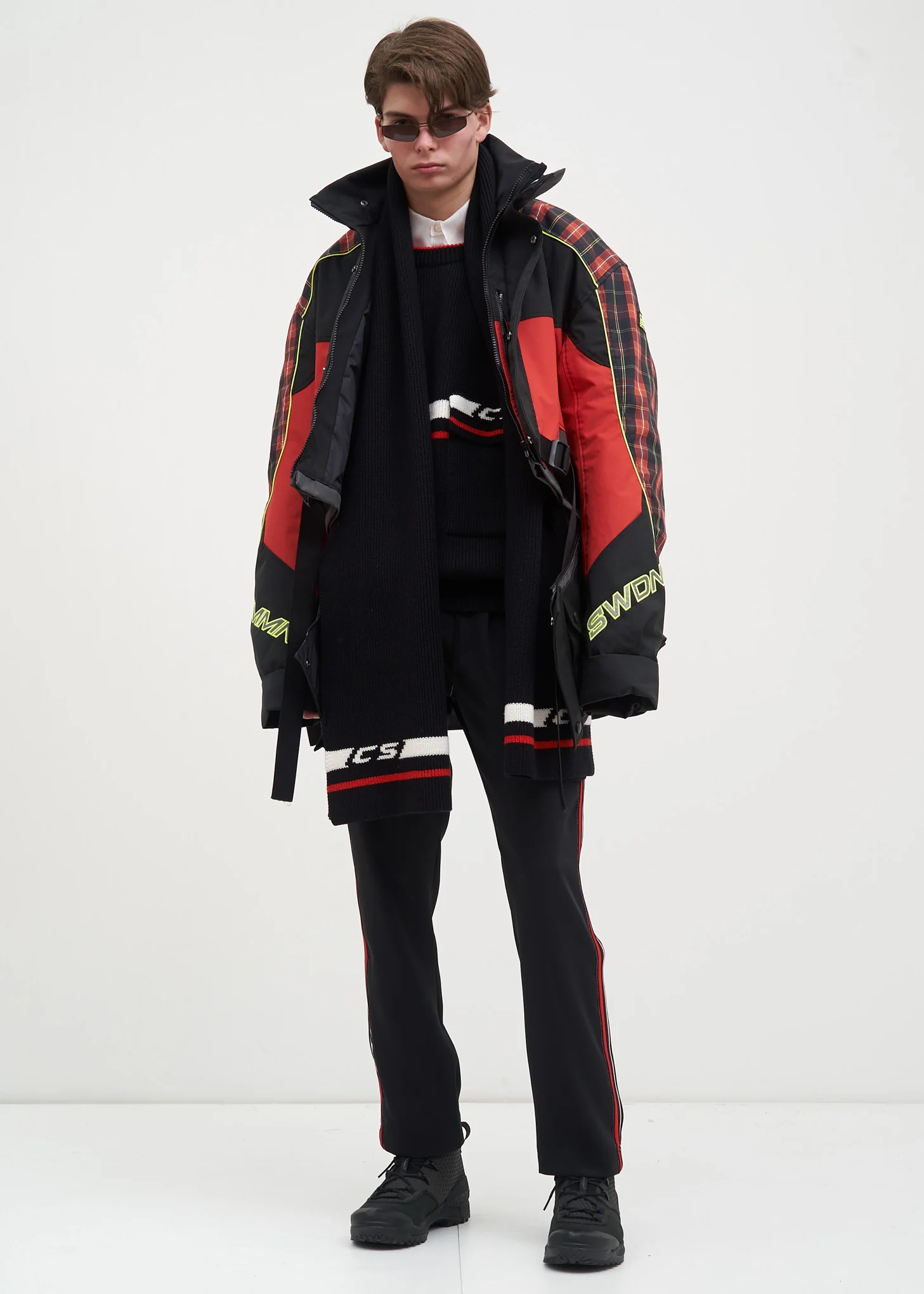Black and Red Buck Satin Trackpants - Image 6
