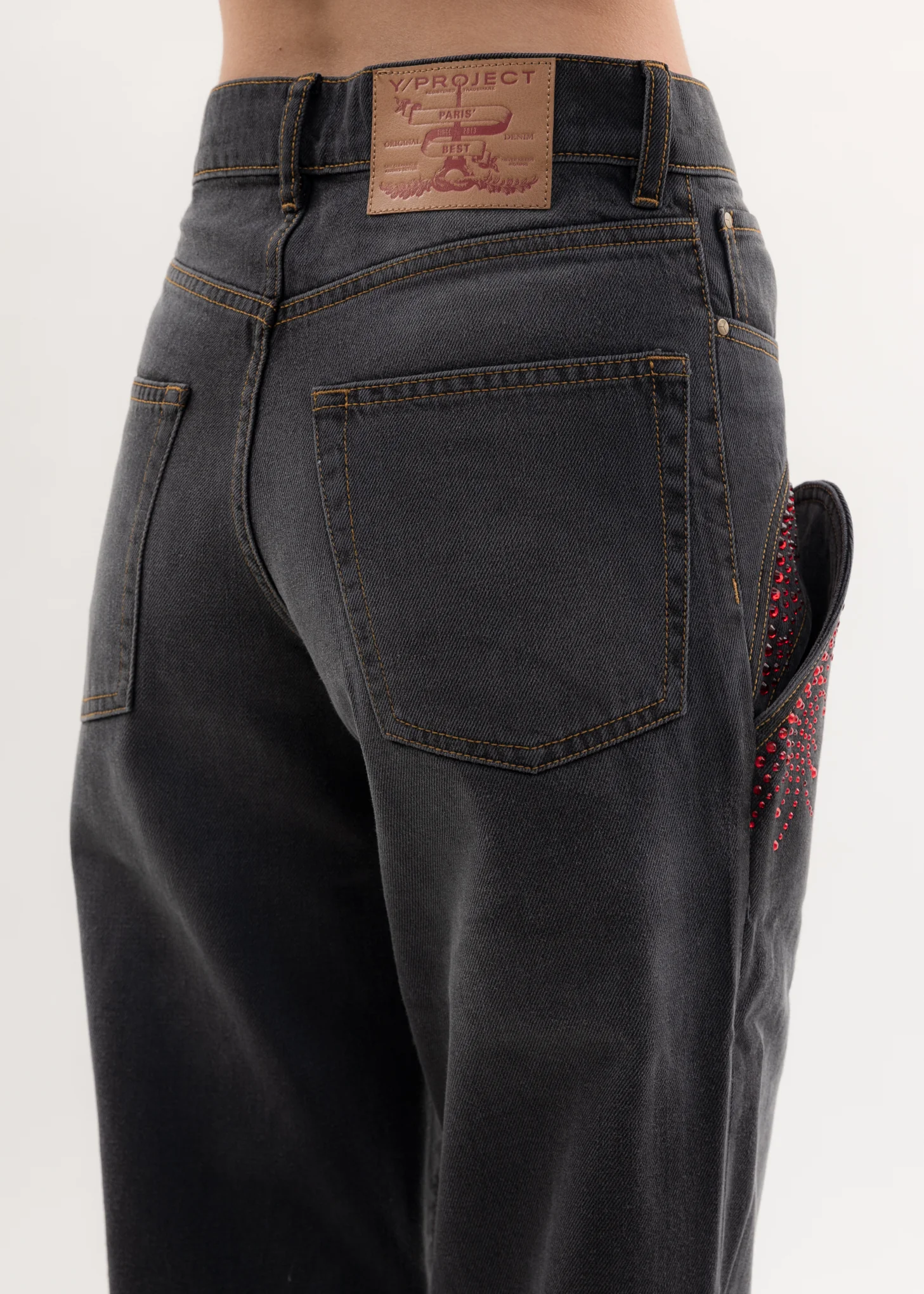 Black And Red CUT OUT RHINESTONE Jeans - Image 6
