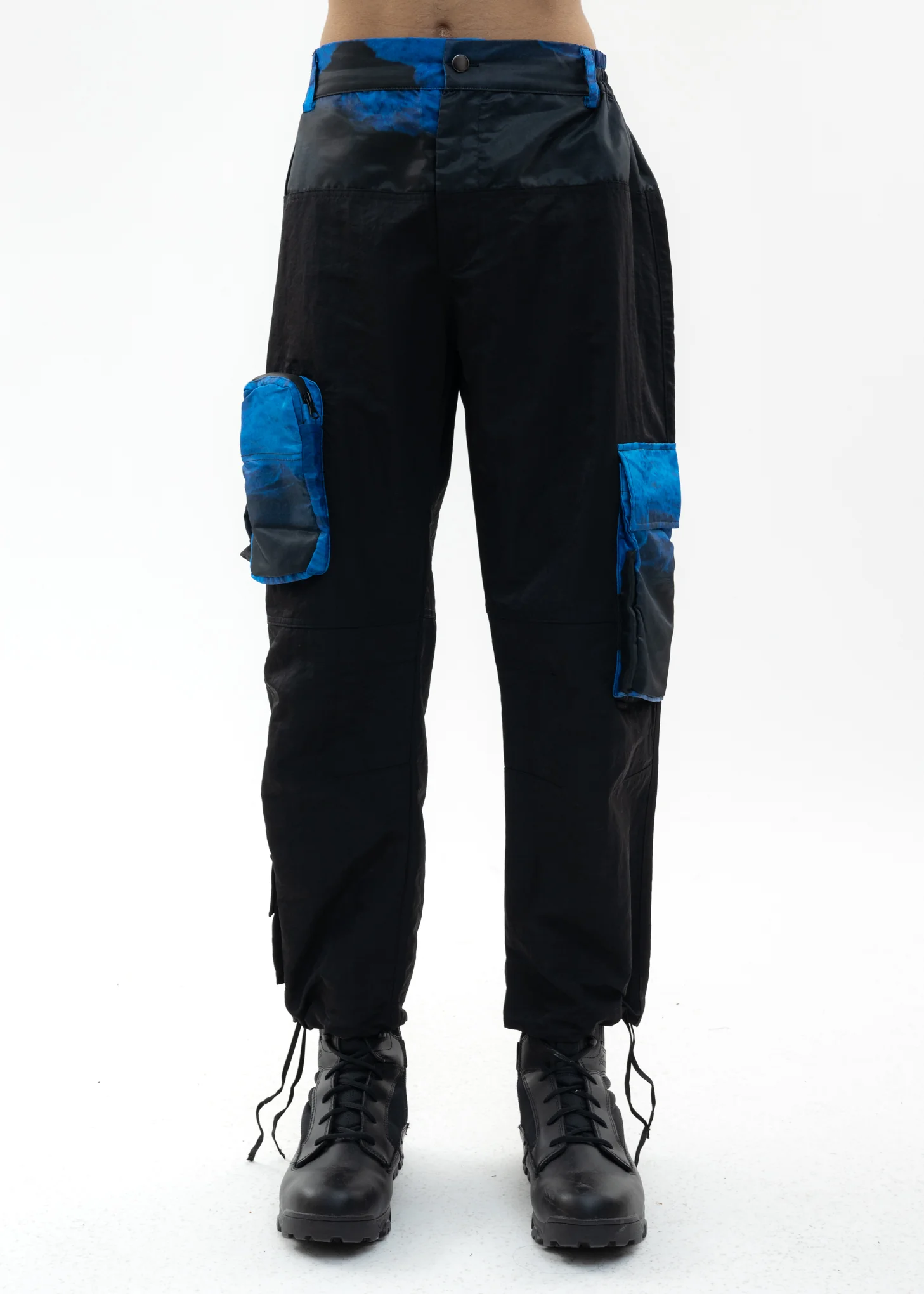 Black And Water Printed Cargo Pants