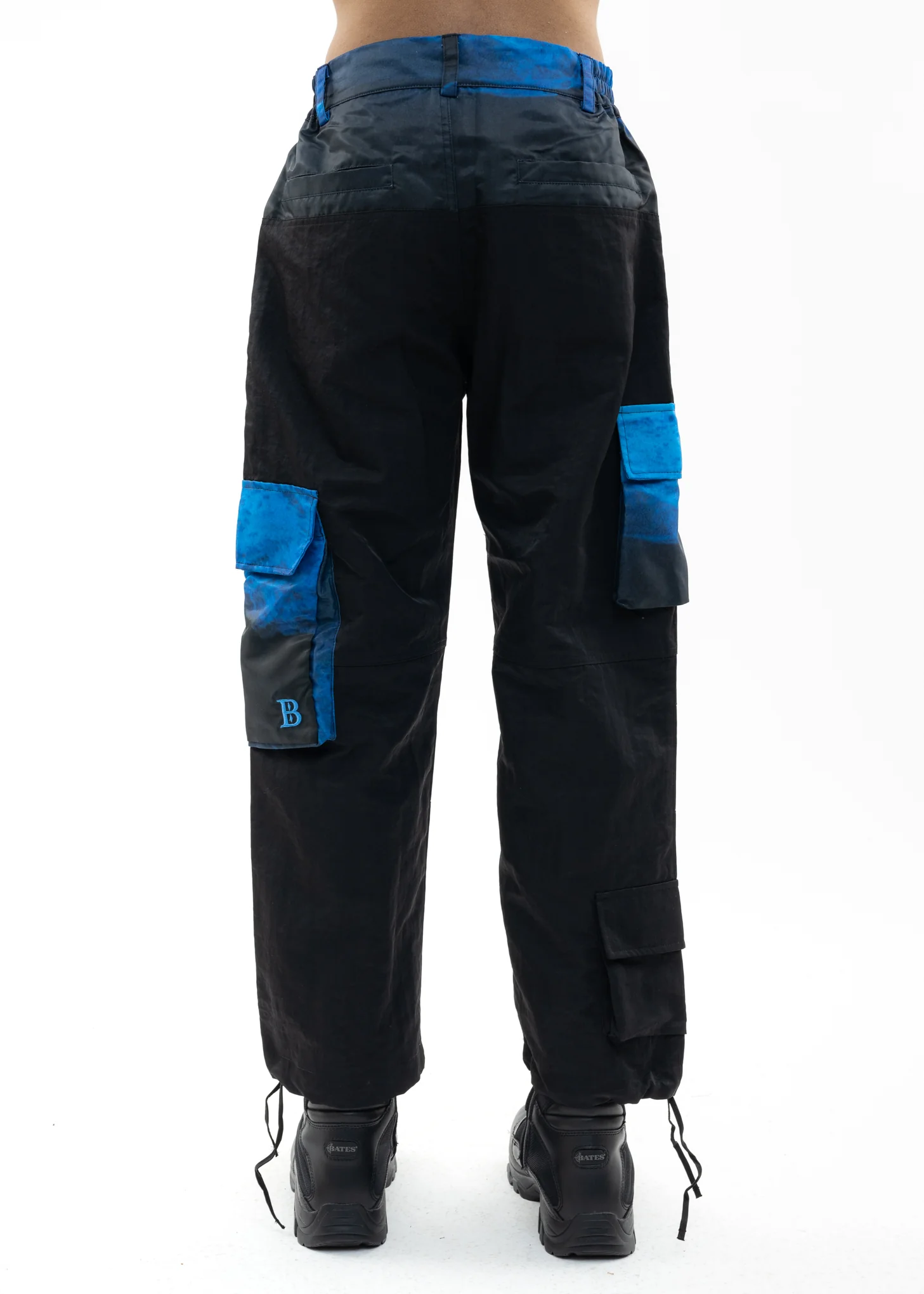 Black And Water Printed Cargo Pants - Image 2
