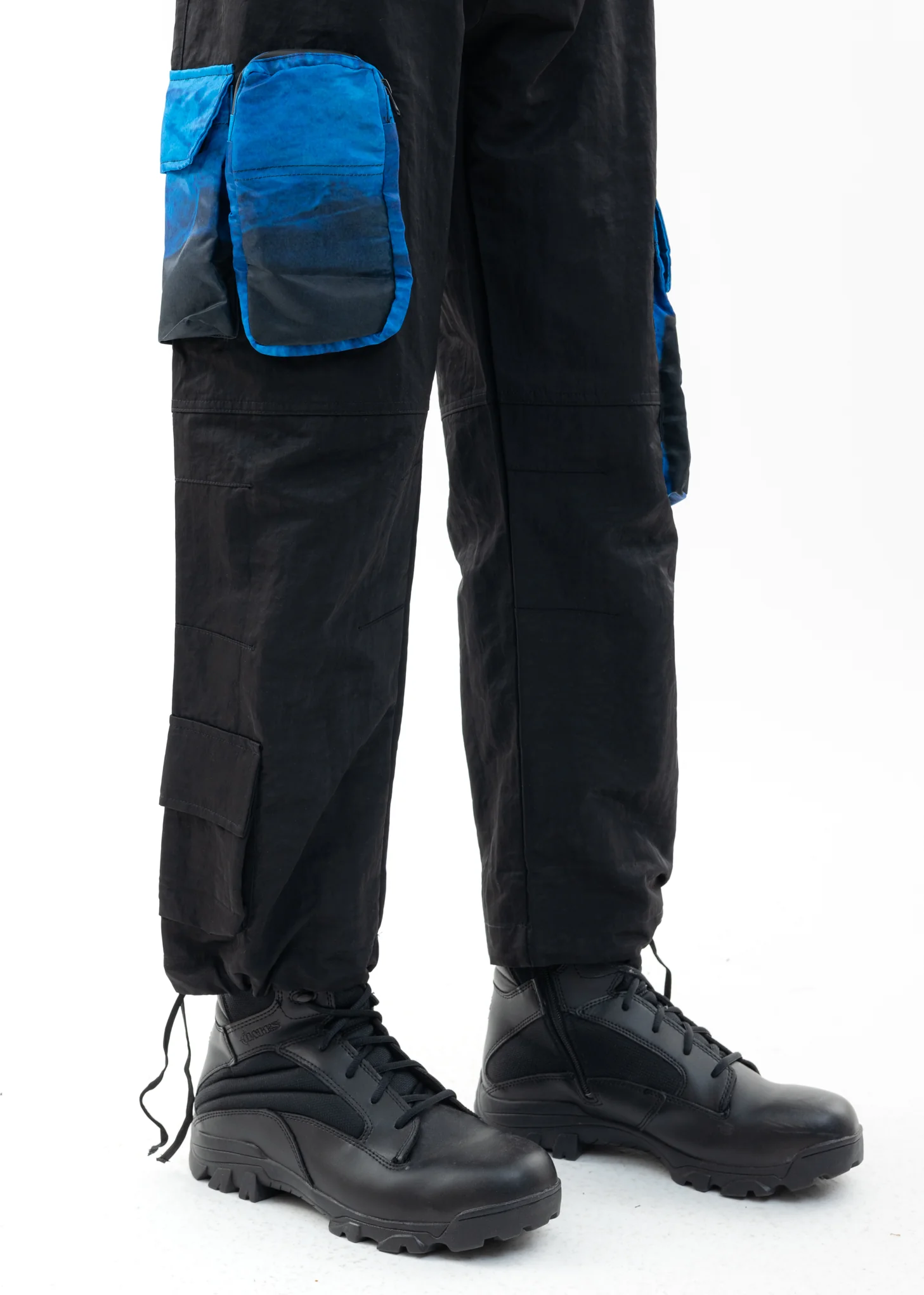 Black And Water Printed Cargo Pants - Image 5