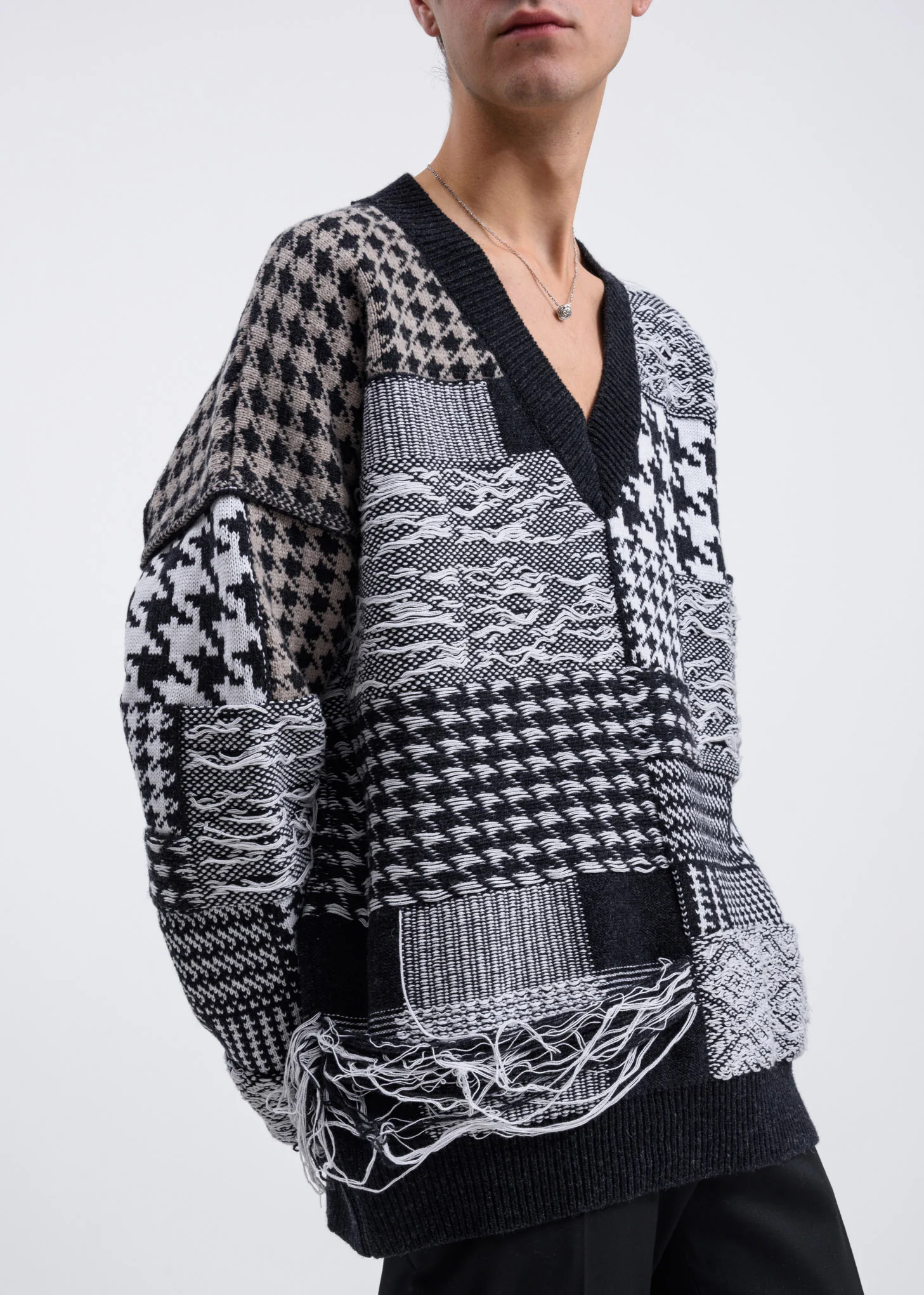 Black And White Apollo Patchwork Jumper - Image 3