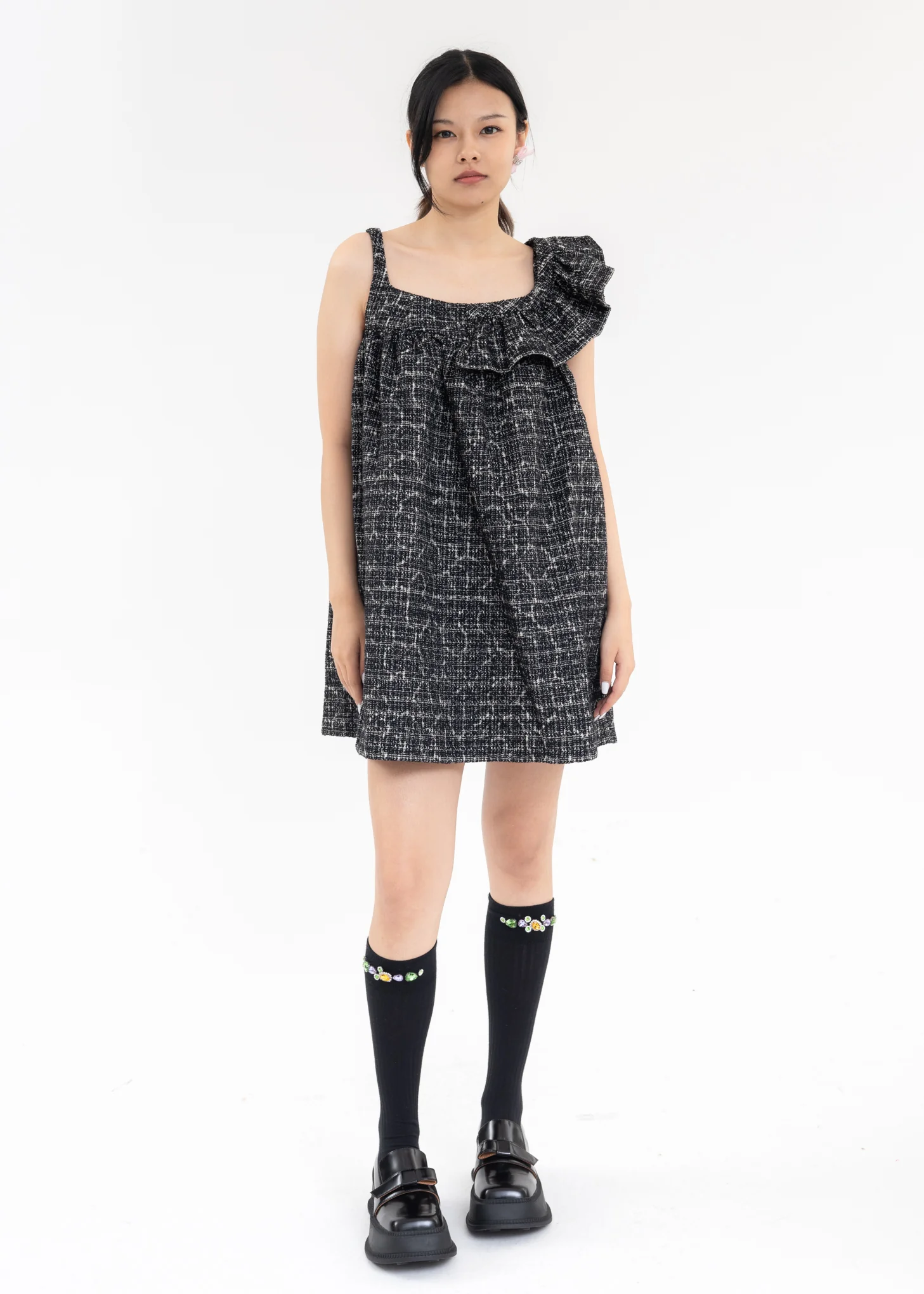 Black And White Asymmetric Dress