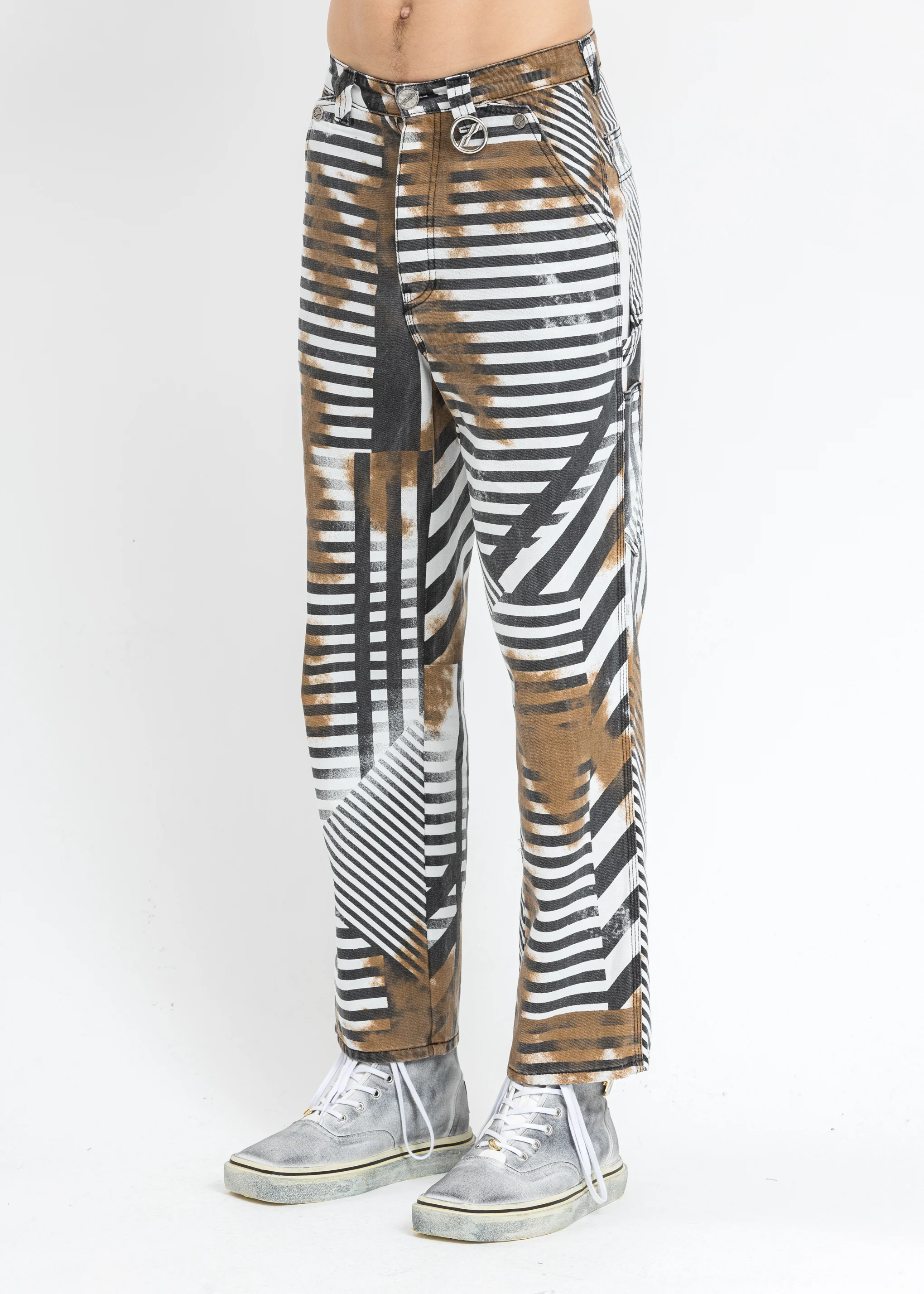 Black And White Carpenter Pants - Image 3
