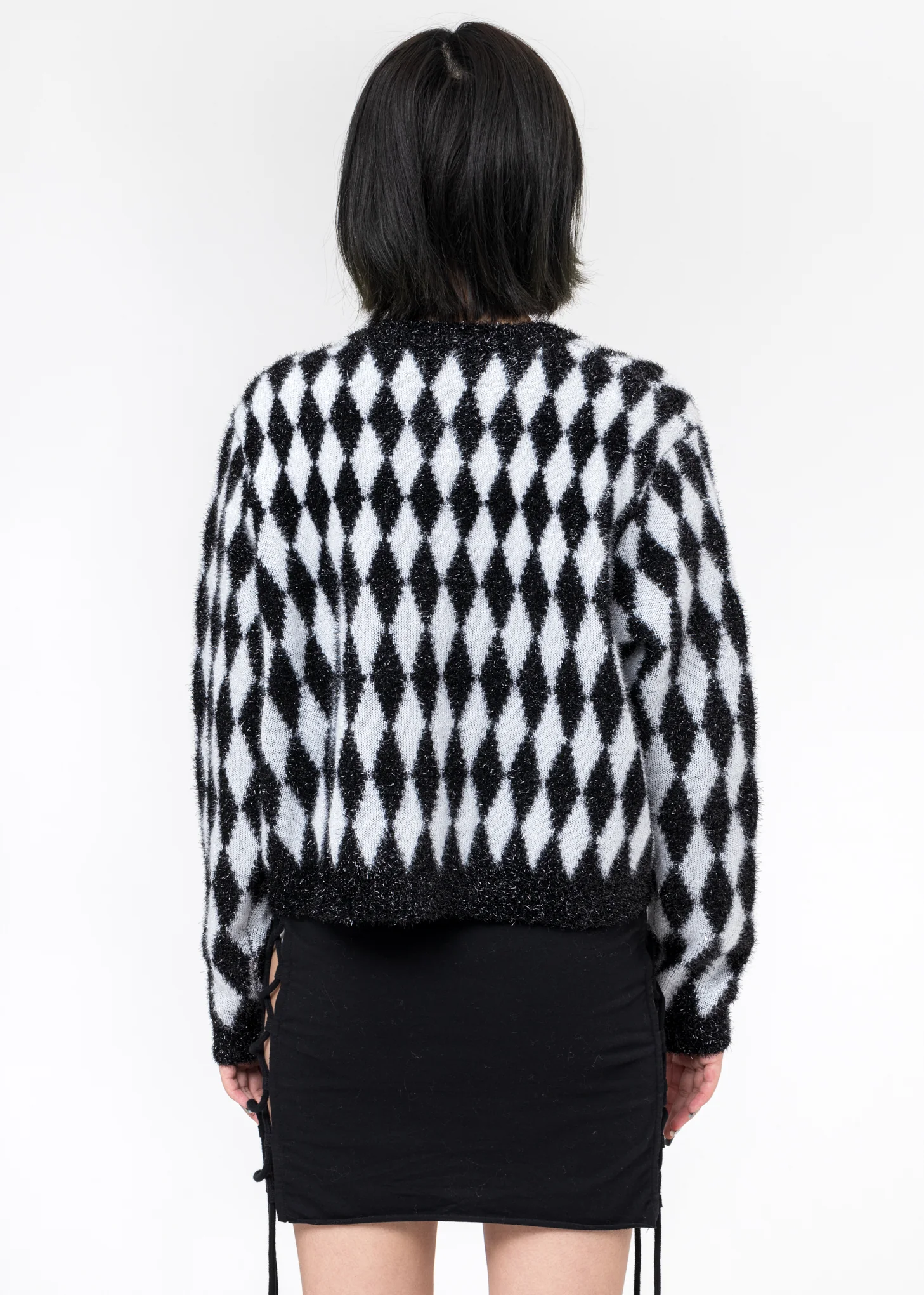 Black And White Diamonds Knit Cardigan - Image 2