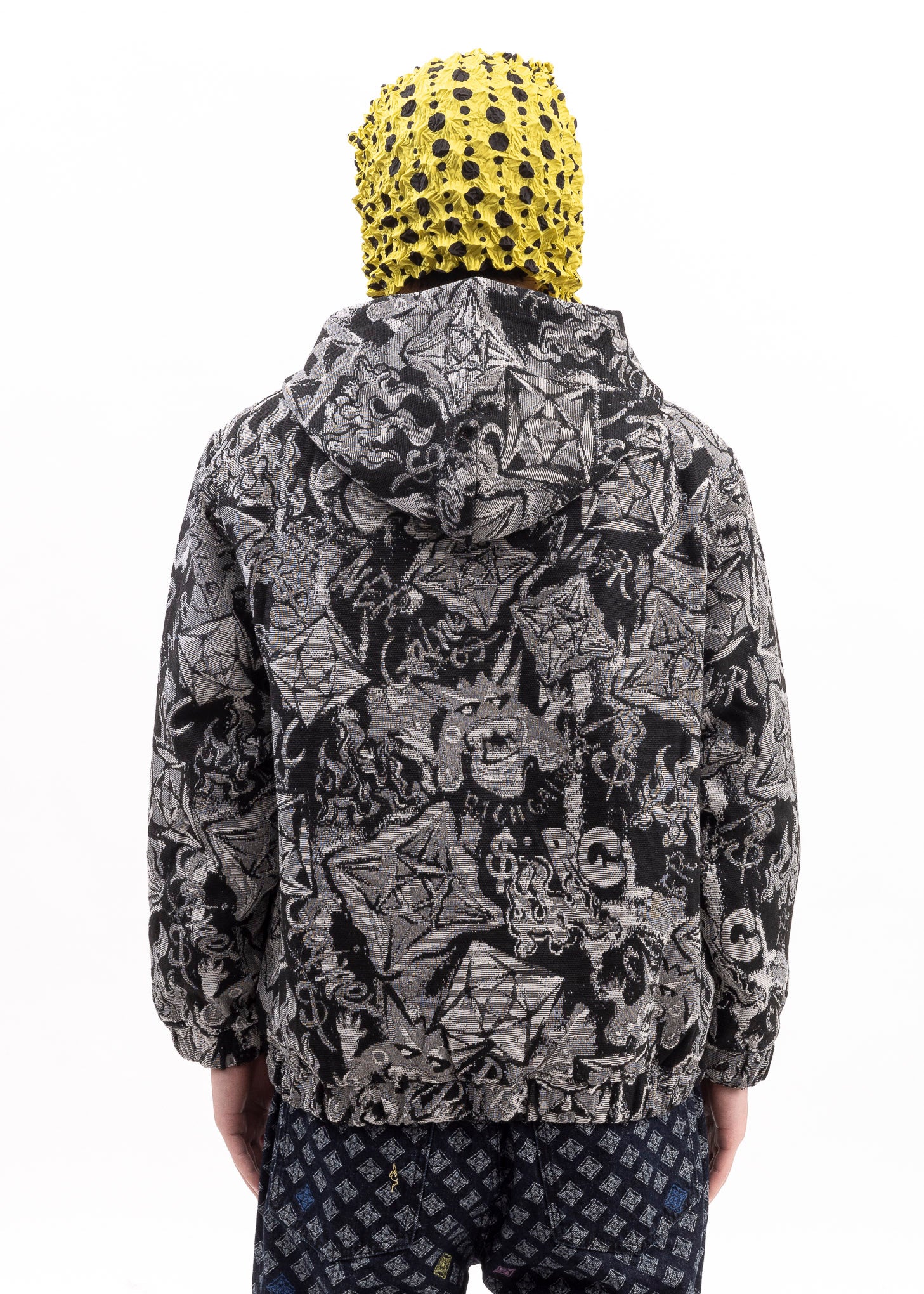 BLACK AND WHITE  EMBROIDERY ZIPUP HOODIES - Image 2