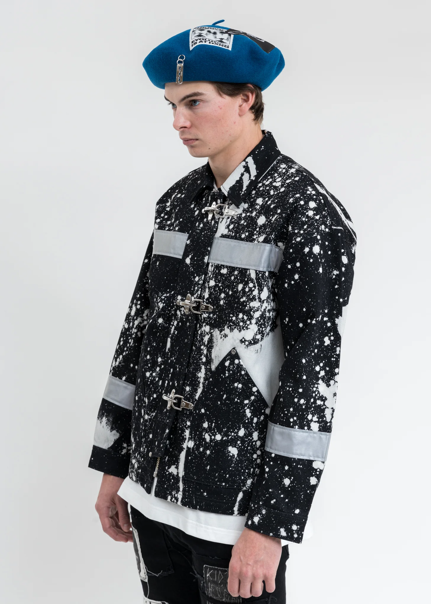 Black And White Fireman Denim Jacket - Image 3
