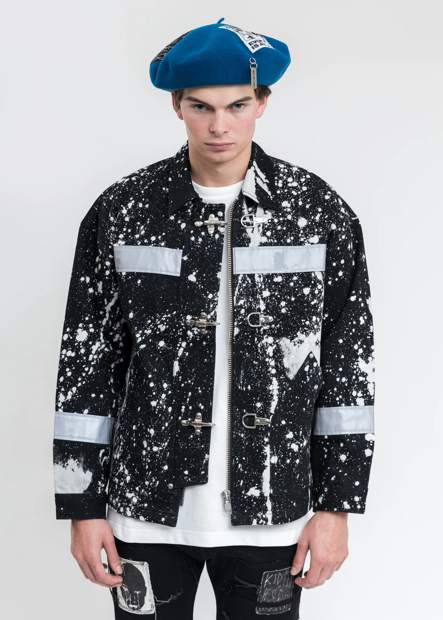 Black And White Fireman Denim Jacket - Image 7