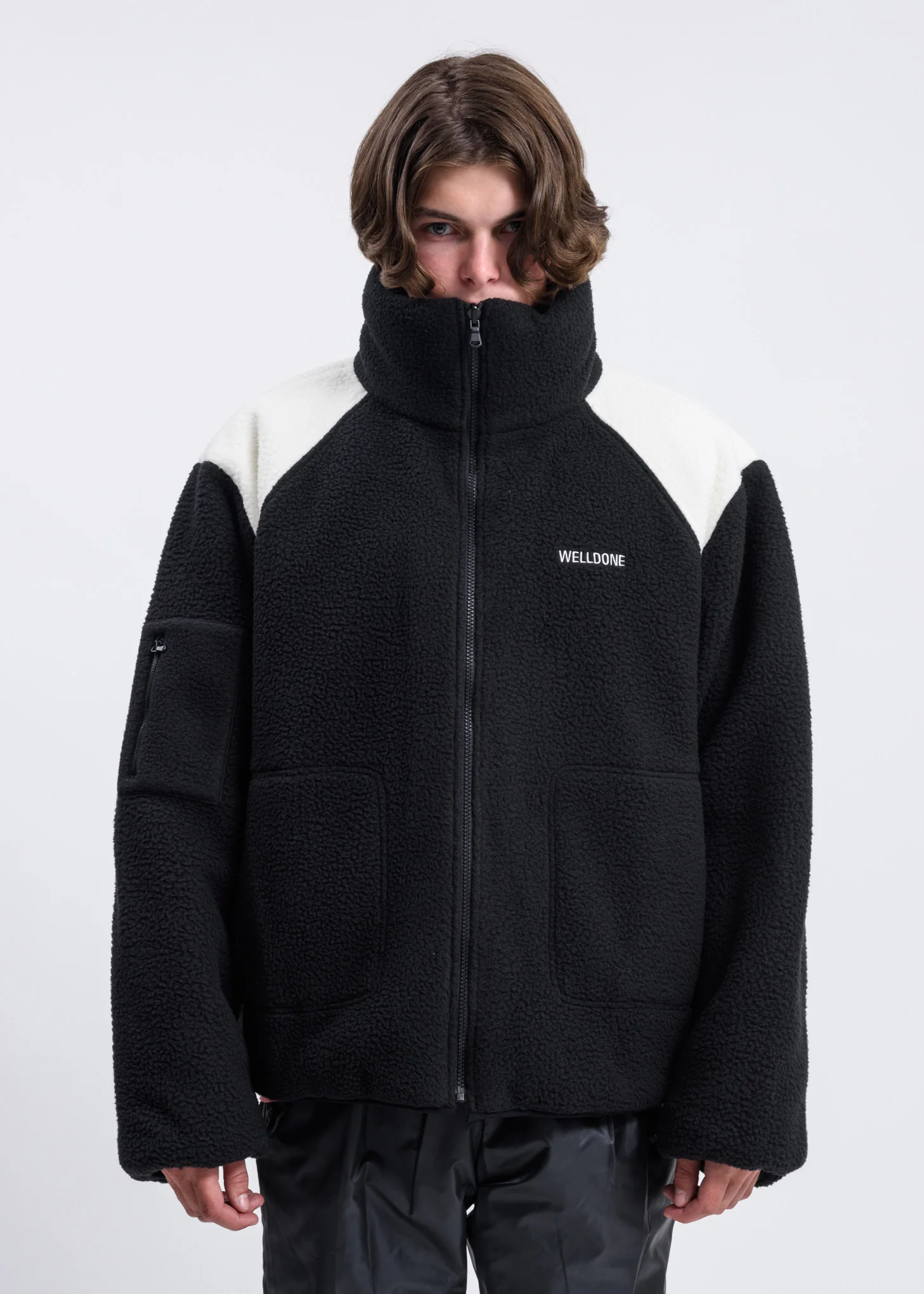 Black And White Reversible Fleece Jacket