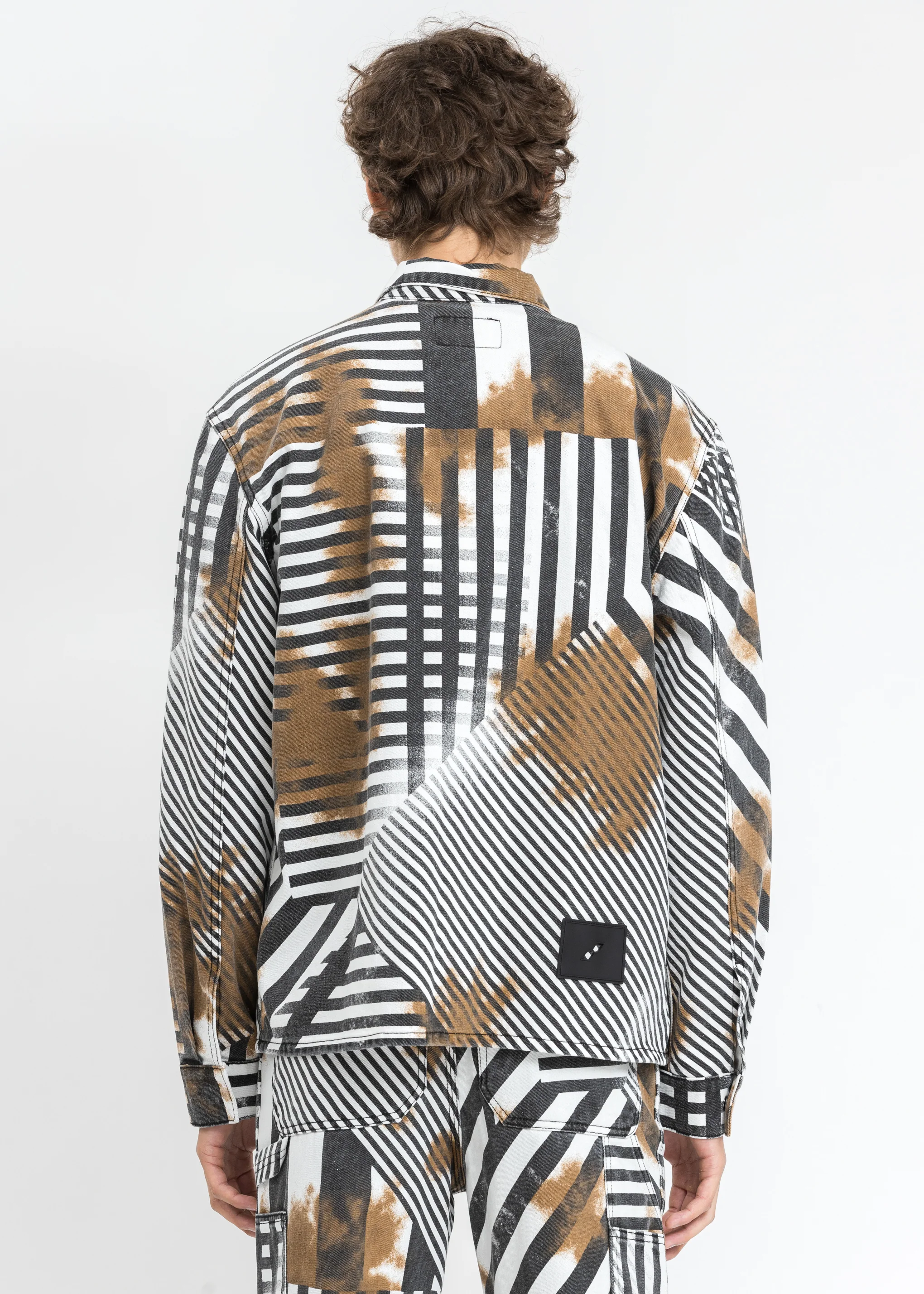 Black And White Geometric Shirt Jacket - Image 2