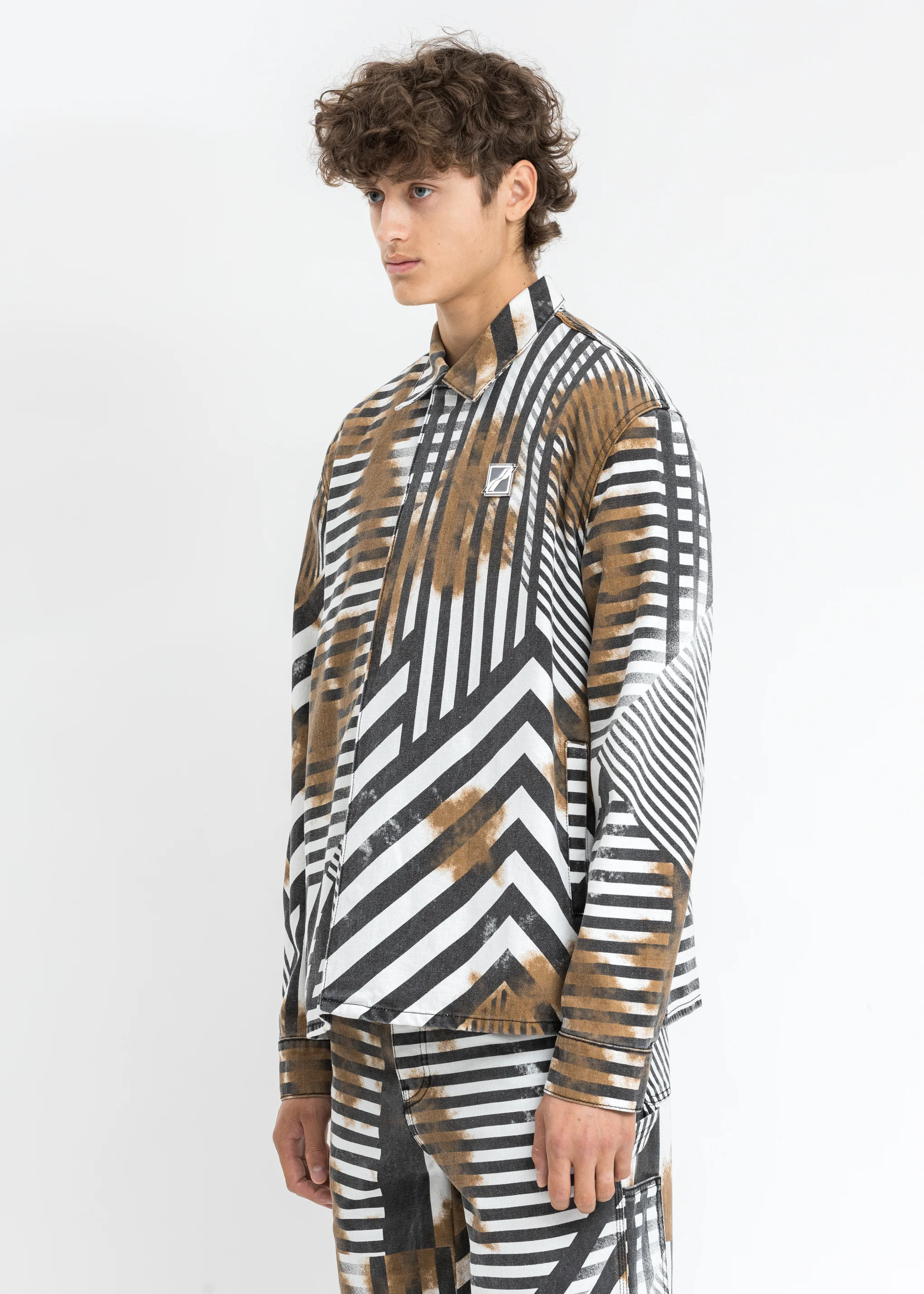 Black And White Geometric Shirt Jacket - Image 3