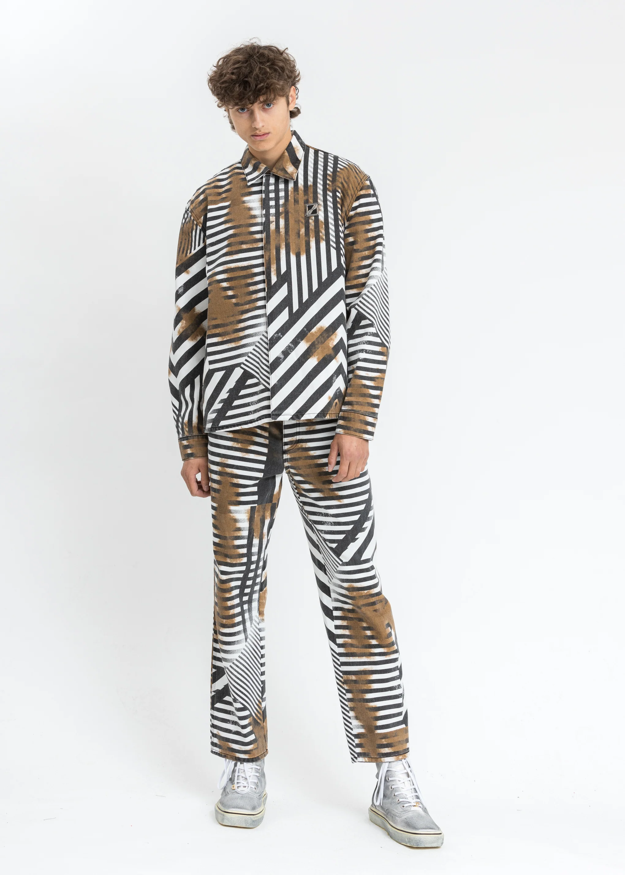 Black And White Geometric Shirt Jacket - Image 5