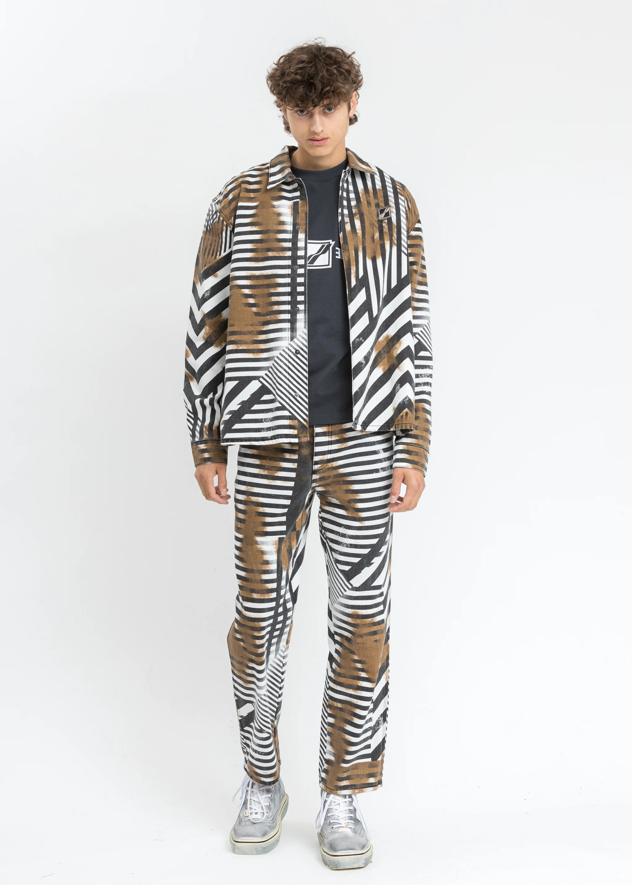 Black And White Geometric Shirt Jacket - Image 6