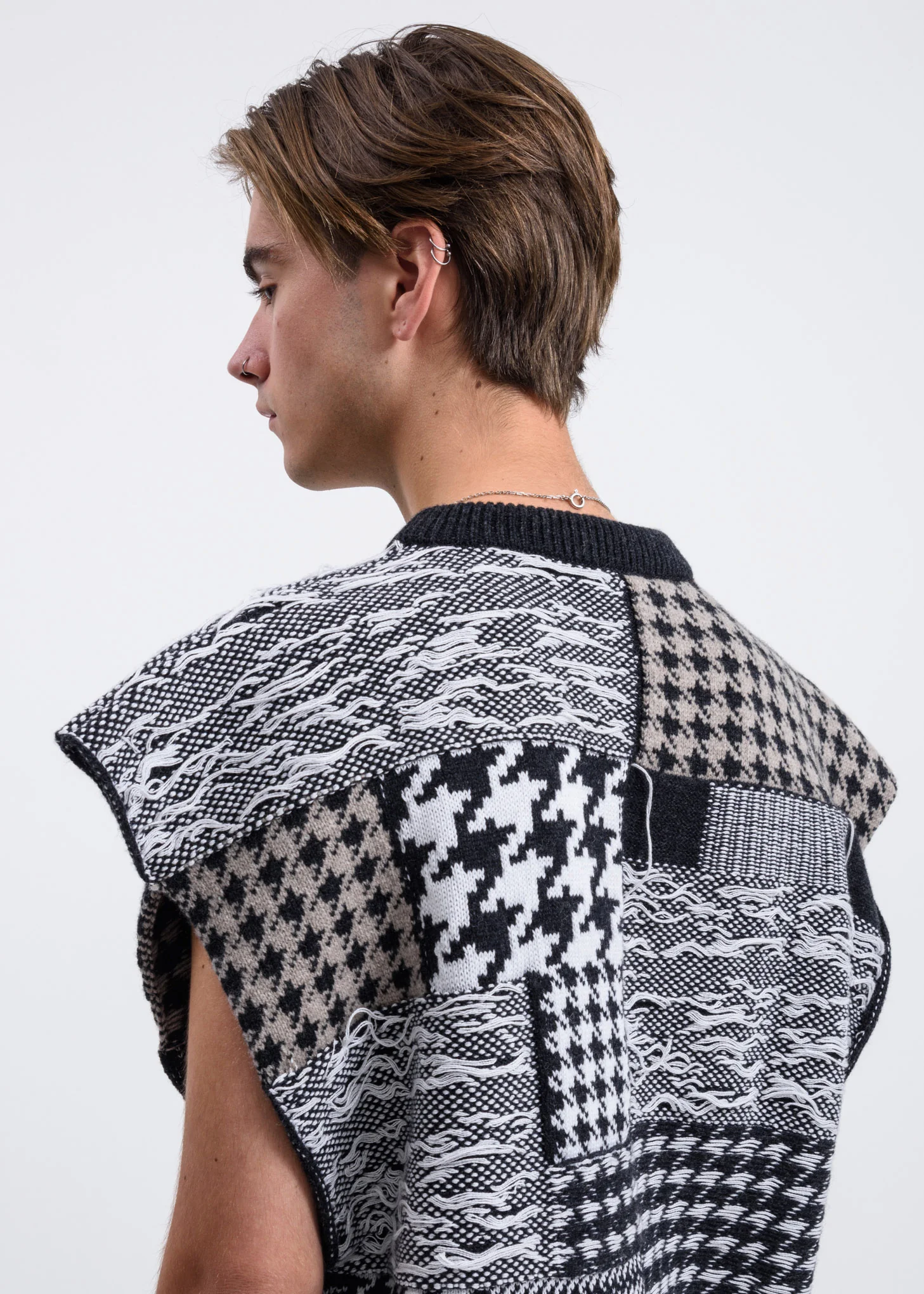 Black And White Leon Patchwork Vest - Image 2