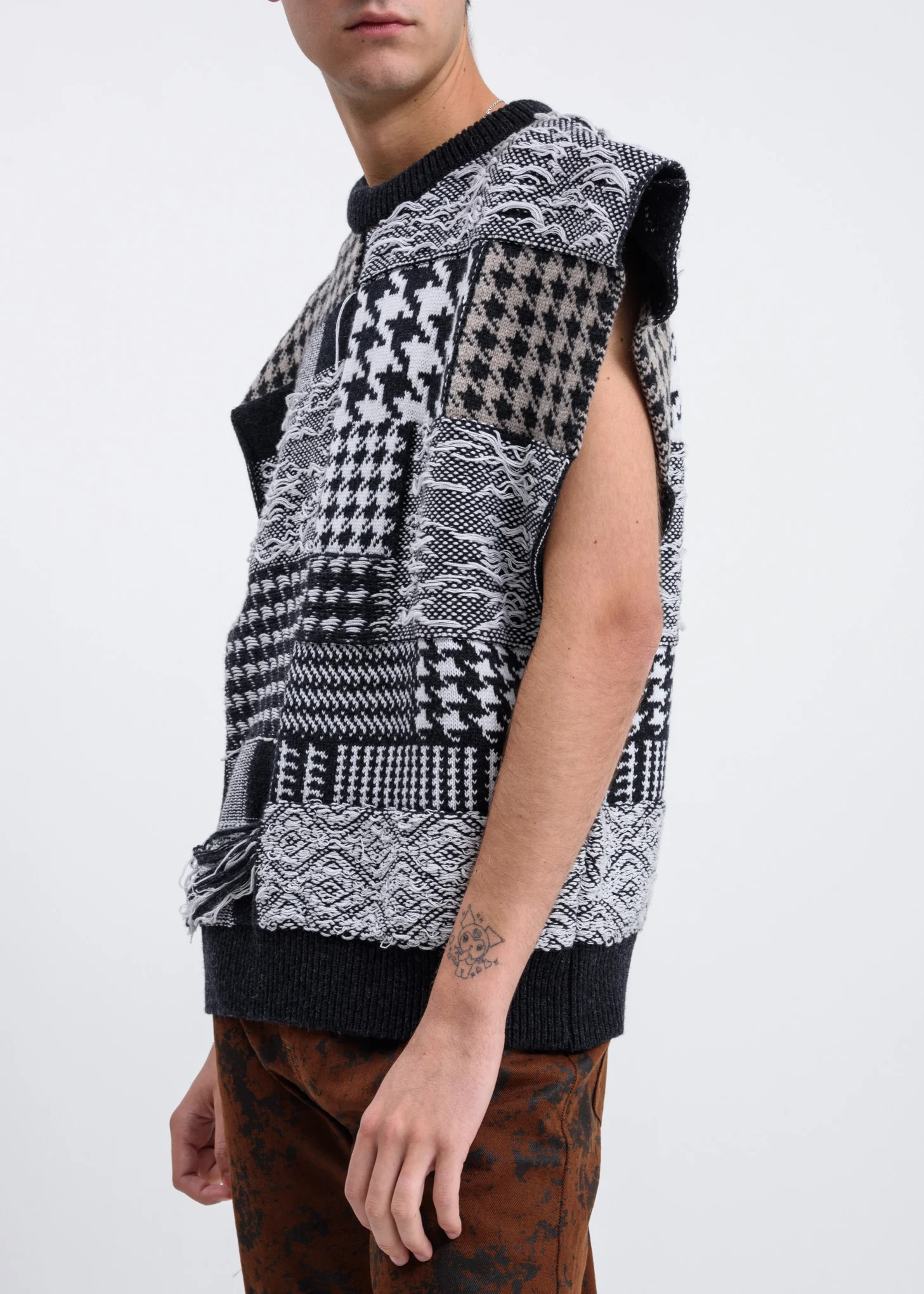 Black And White Leon Patchwork Vest - Image 3