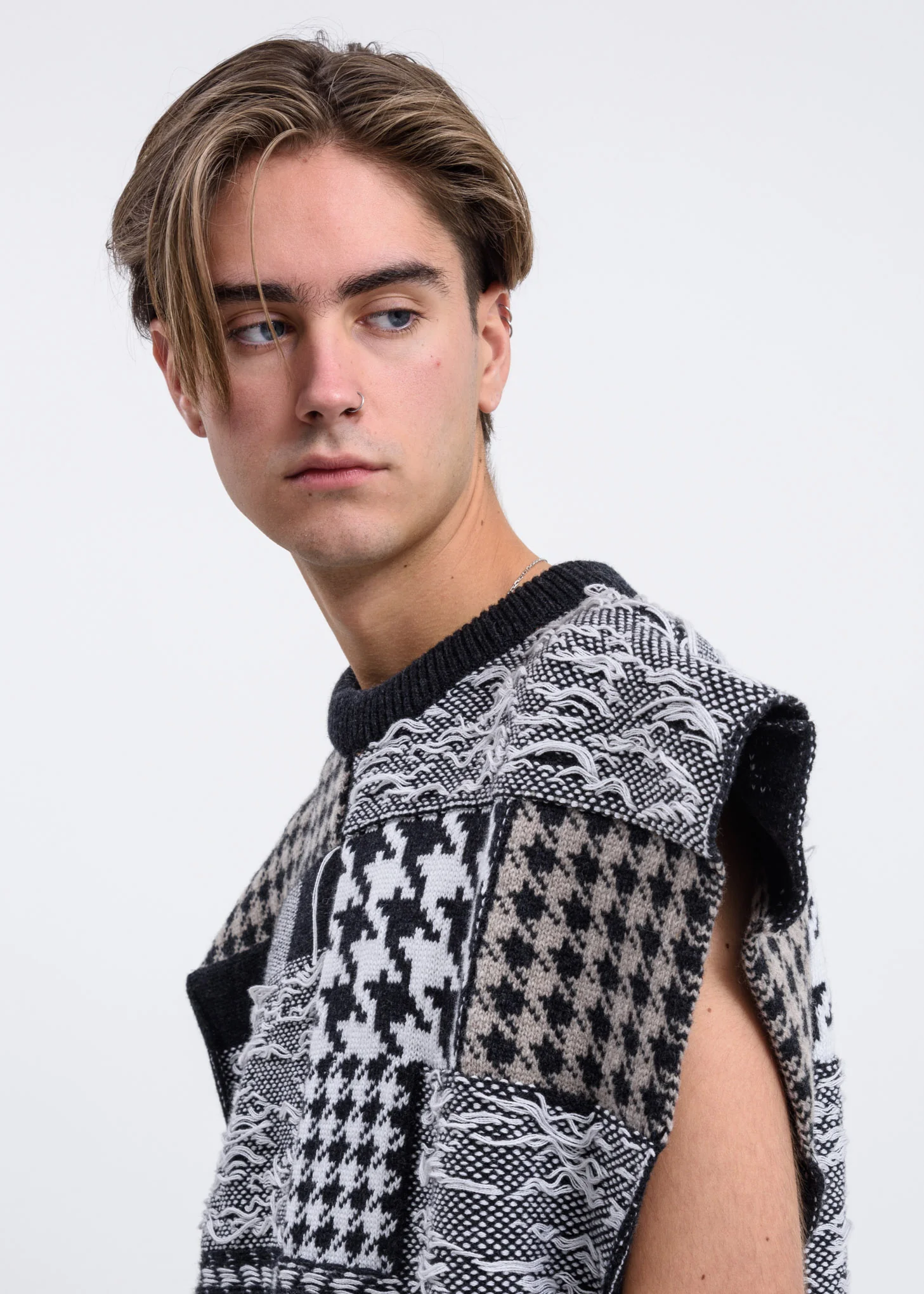 Black And White Leon Patchwork Vest - Image 4