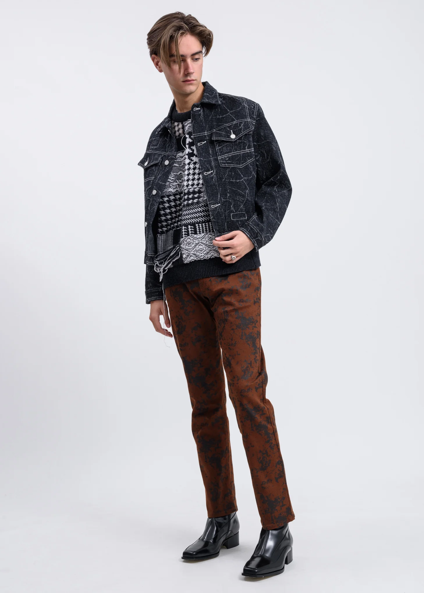 Black And White Leon Patchwork Vest - Image 5