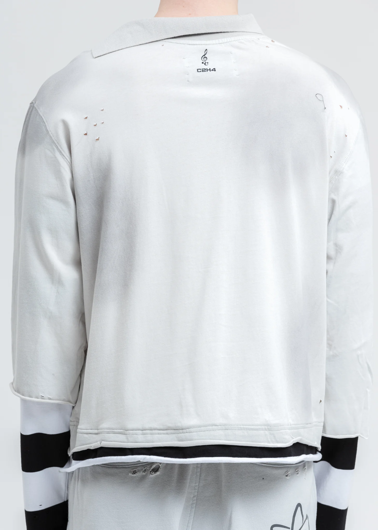 Black And White Panelled Distressed Double Layer Long Sleeve - Image 5