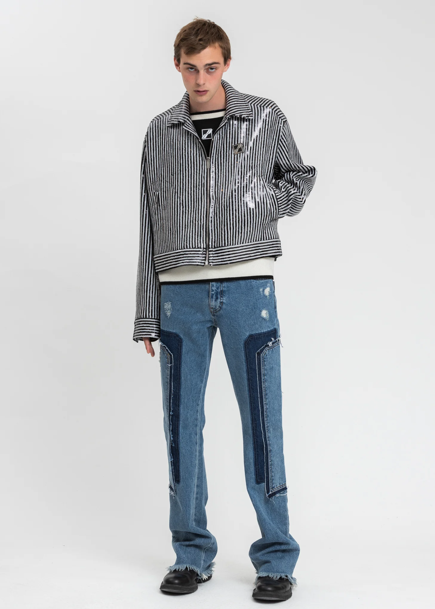 Black And White Sequins Short Jacket - Image 6