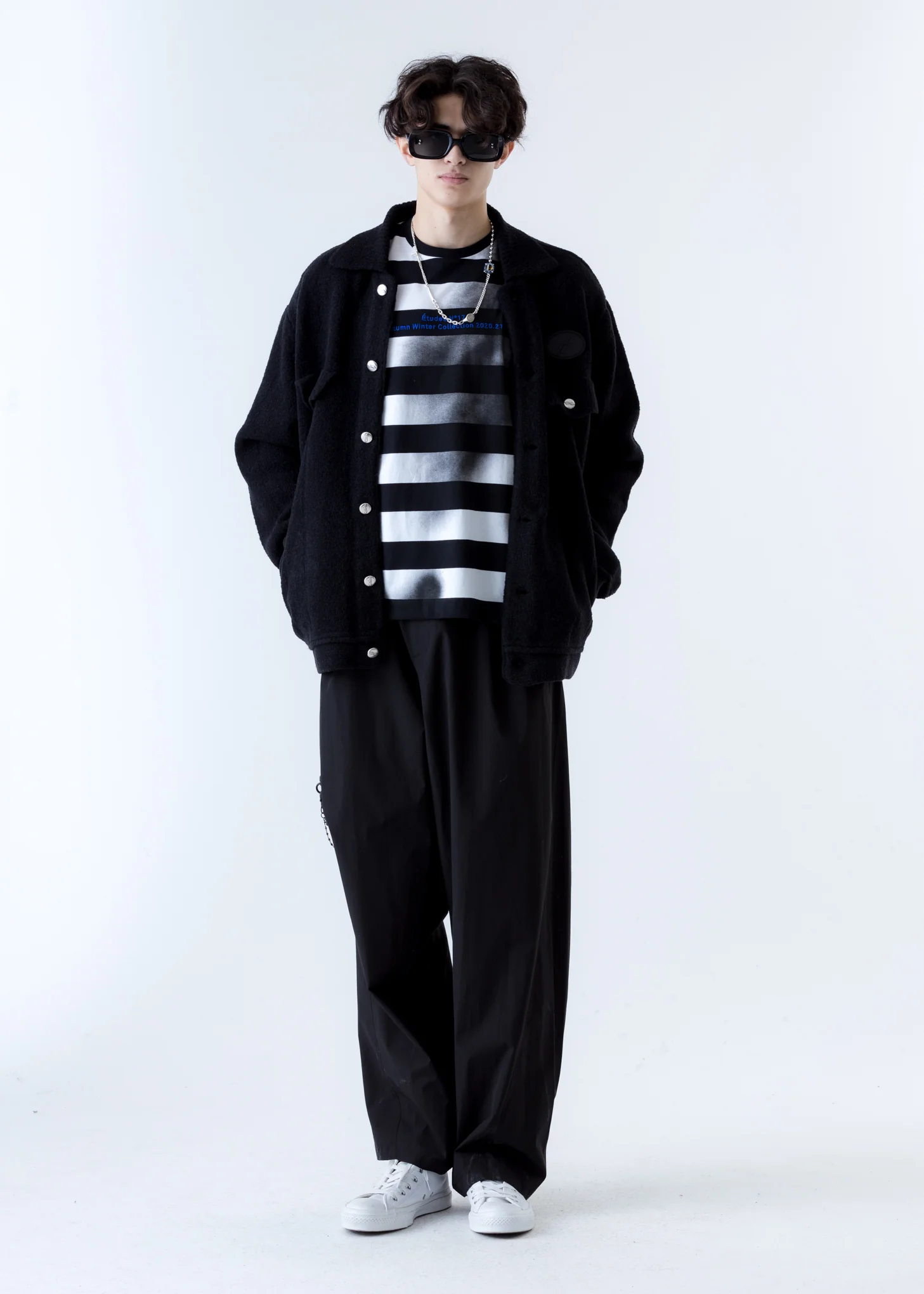 Black And White Spray Striped Long Sleeves - Image 5