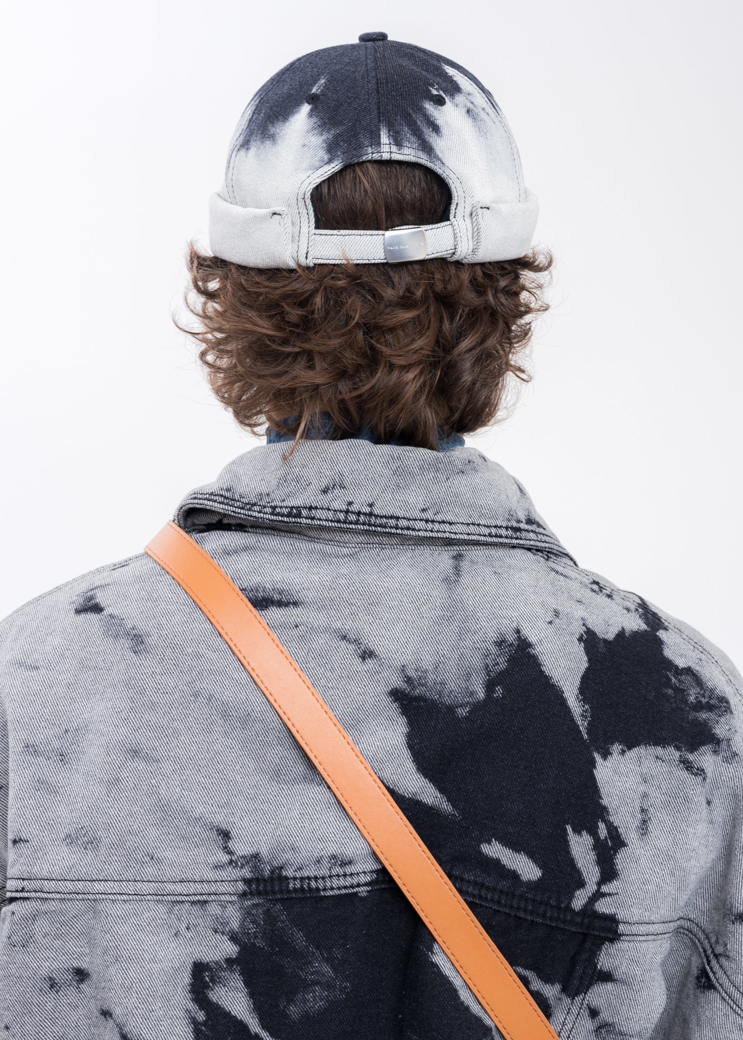 Black And White Tie Dye Denim Brimless Cap - Image 3