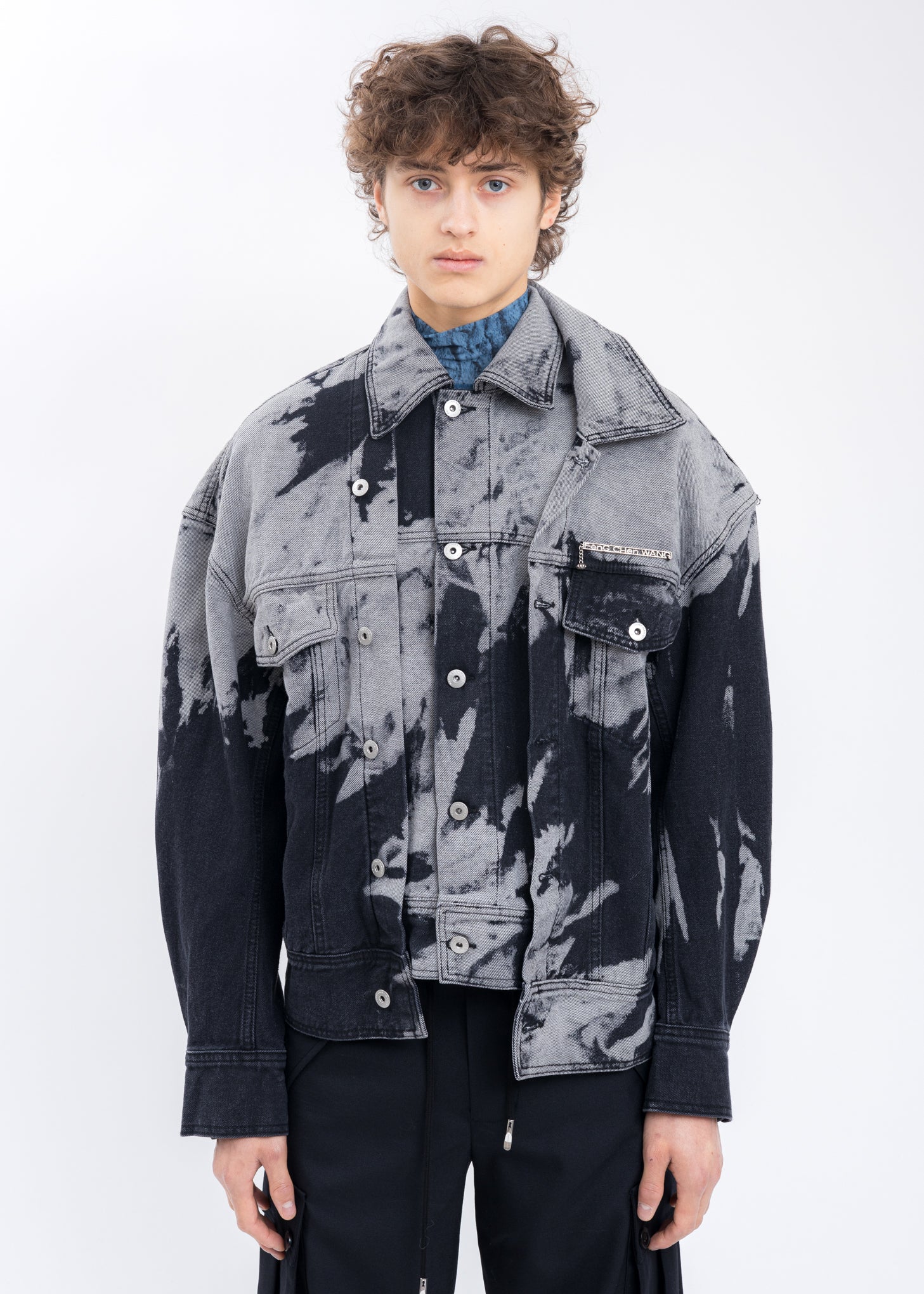 Black And White Tie Dye Denim Jacket