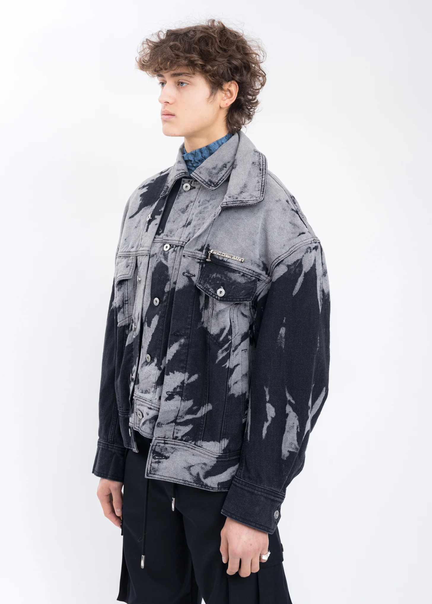Black And White Tie Dye Denim Jacket - Image 2