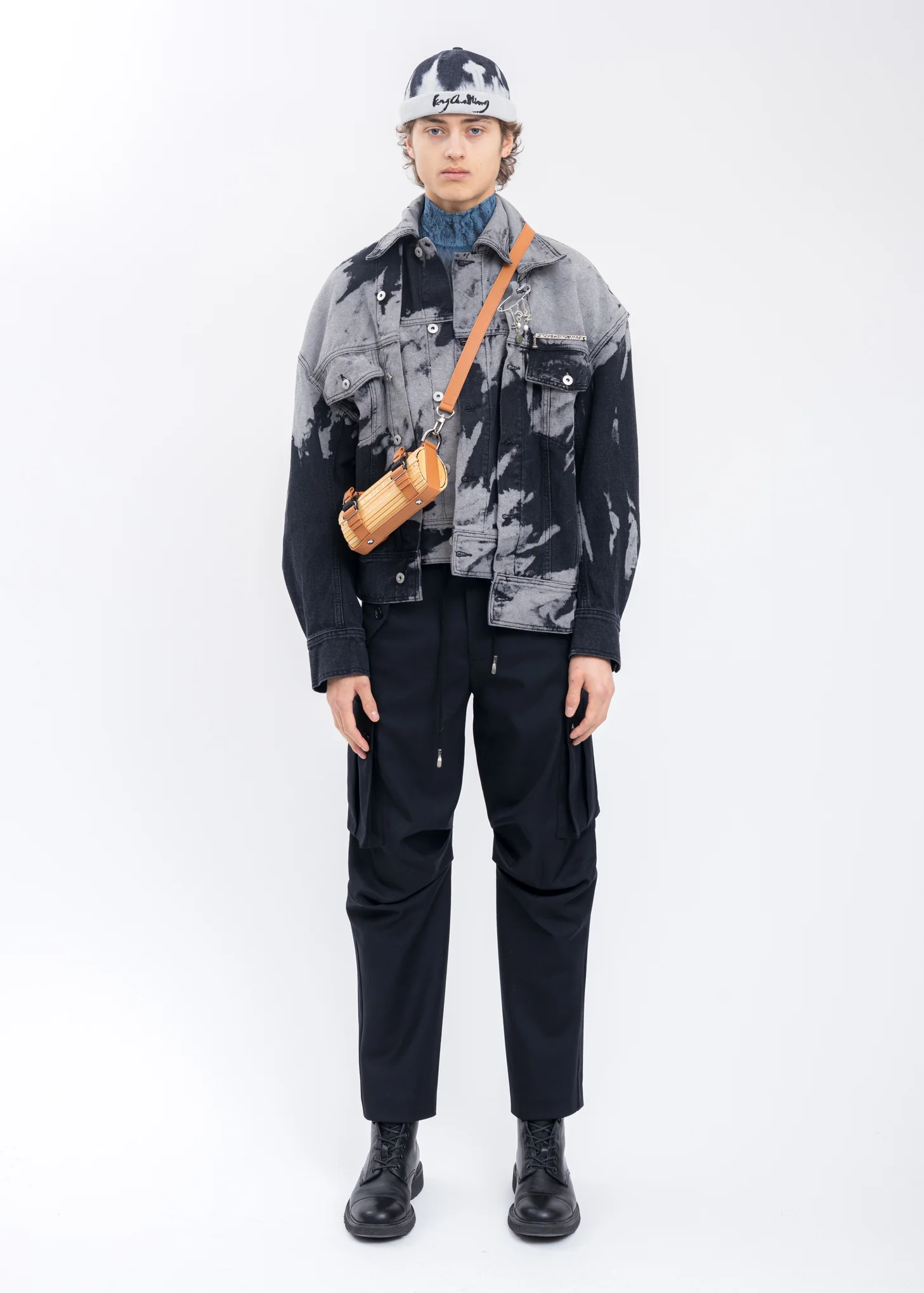 Black And White Tie Dye Denim Jacket - Image 6